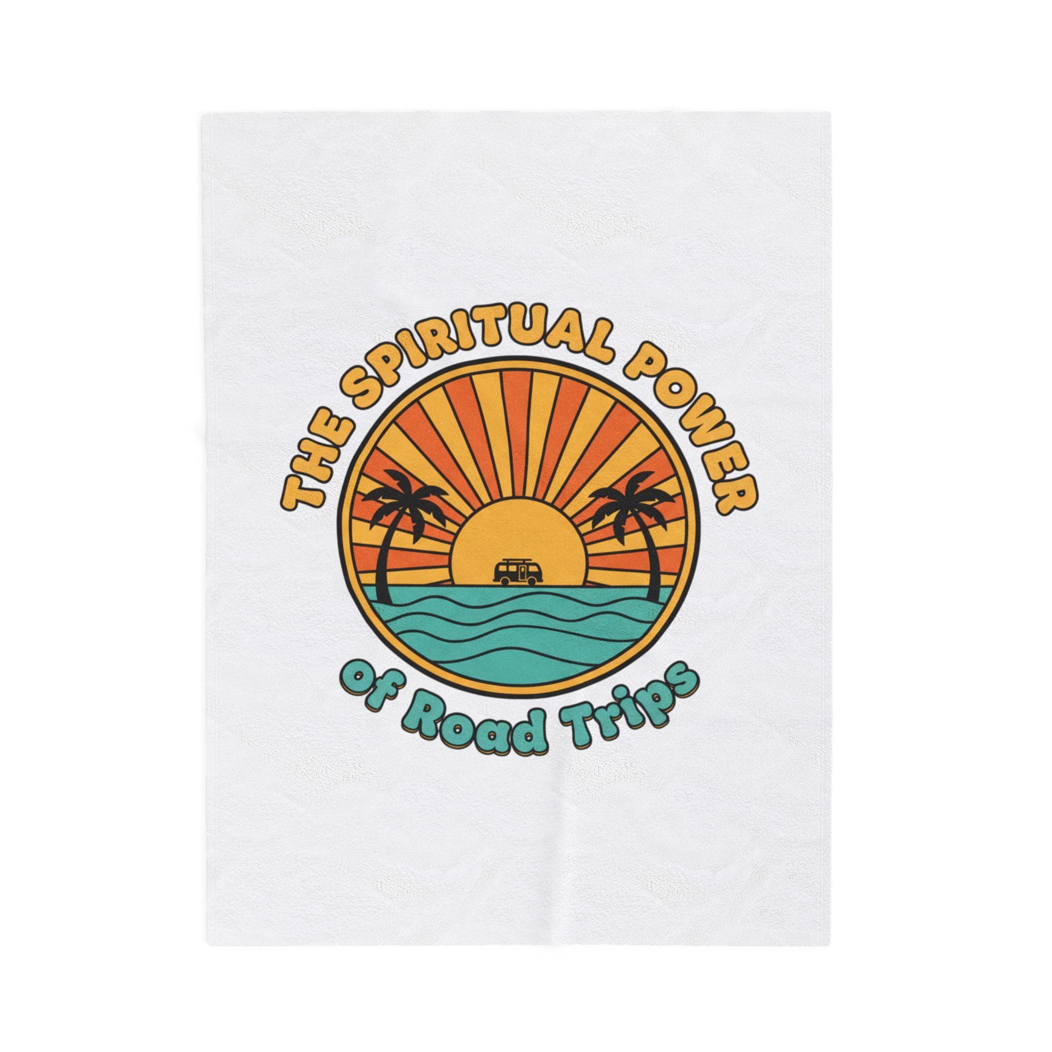 Spiritual Power of Road Trips Blanket | 1970s Sunset Retro Palm Throw