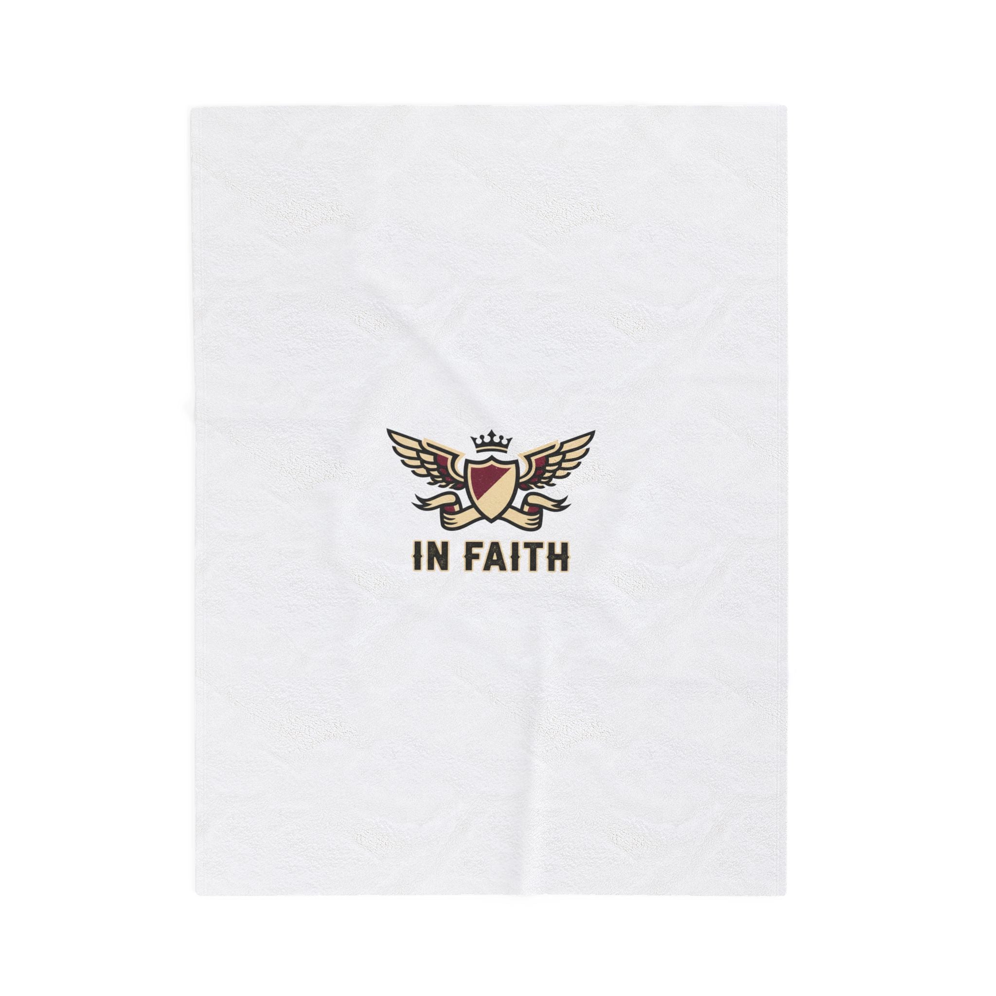 Plush Blanket — 'In Faith' Crest Velveteen Throw