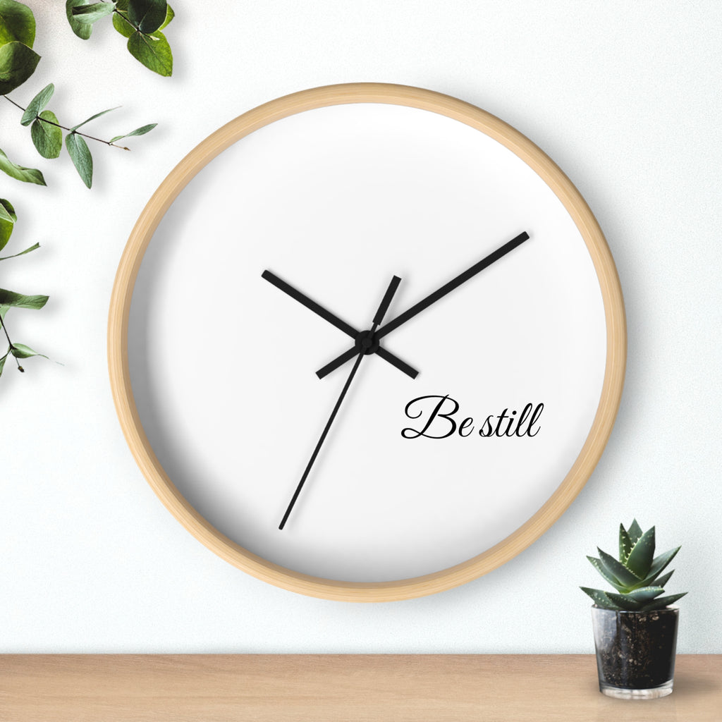 Be Still Wall Clock — Minimalist Bible Scripture Clock