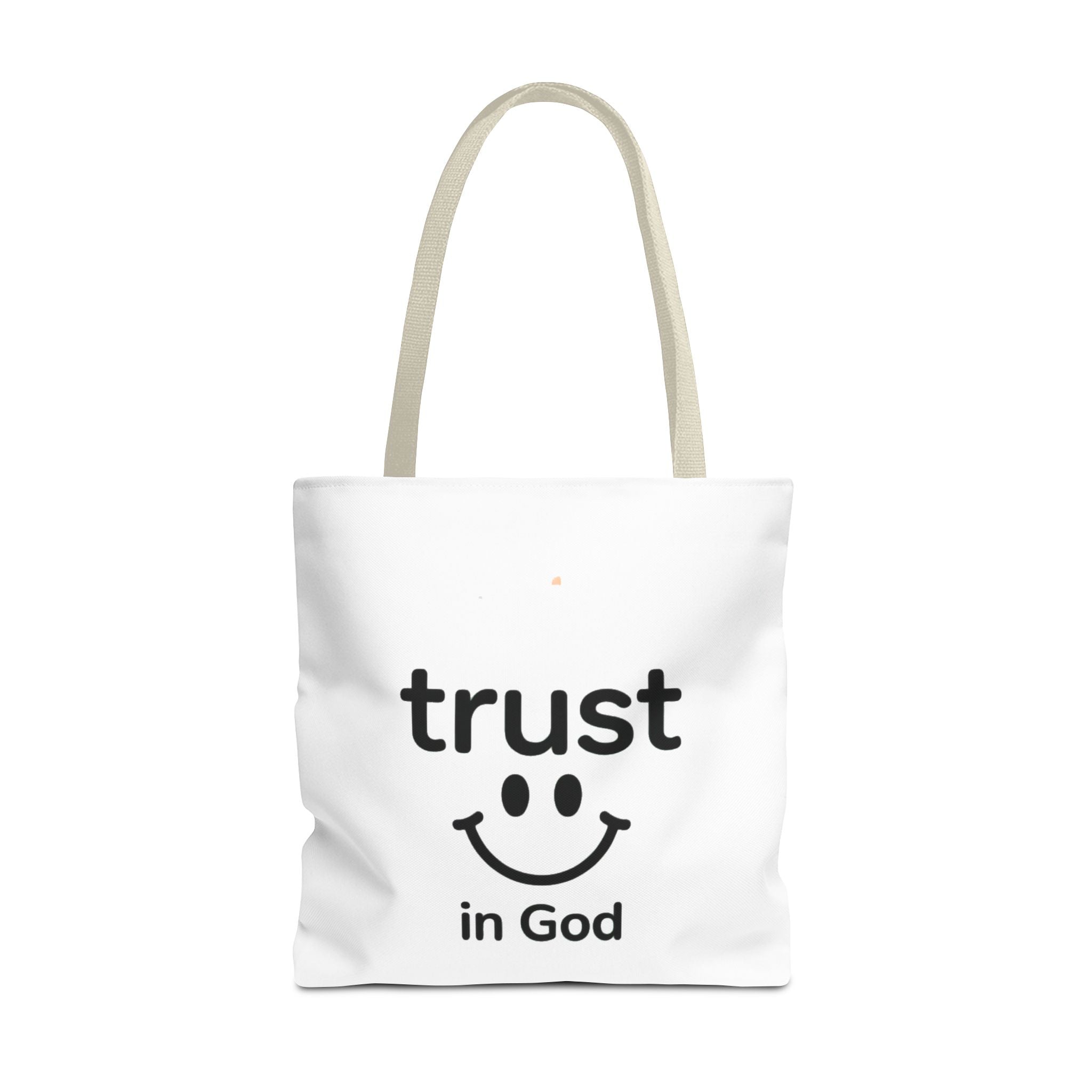 Faith Smile Tote Bag — "Trust in God" Inspirational Canvas Tote