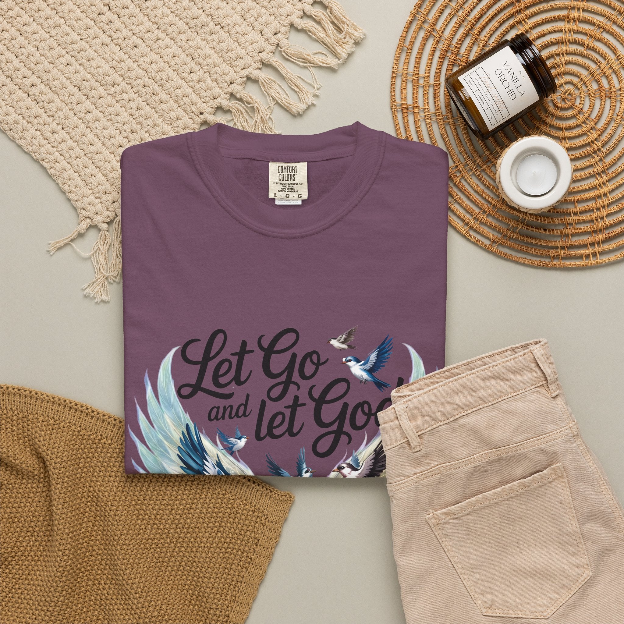 Angel Wings Graphic T-Shirt — Pastel Blue Feather Back Print