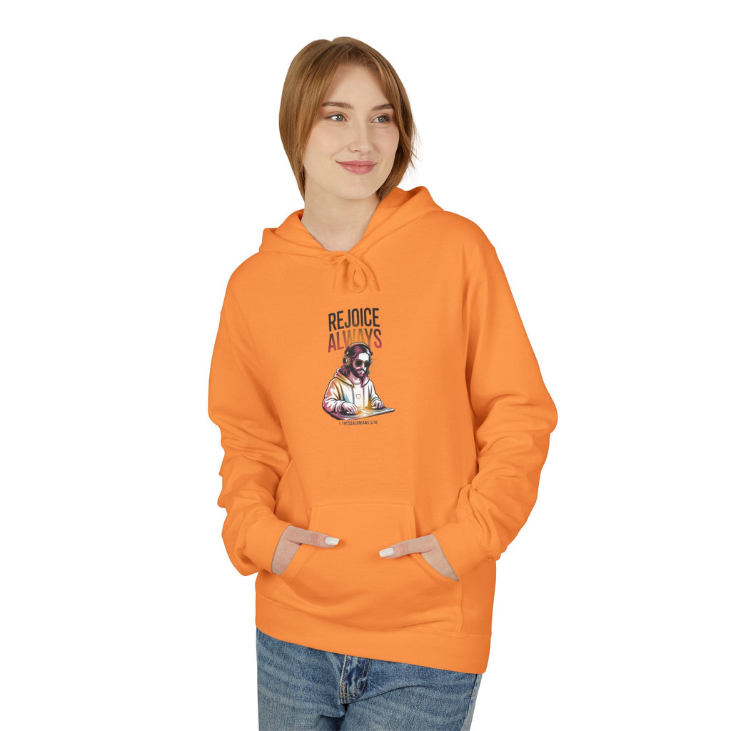 Christian Hoodie — "Rejoice Always" Modern Day Jesus Graphic Pullover