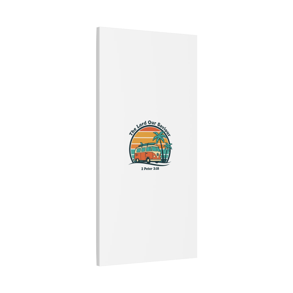 The Lord our Saviour, Retro Surf Sunset Canvas | 70s Van Palm Postcard, Analog Sunshine Aesthetic