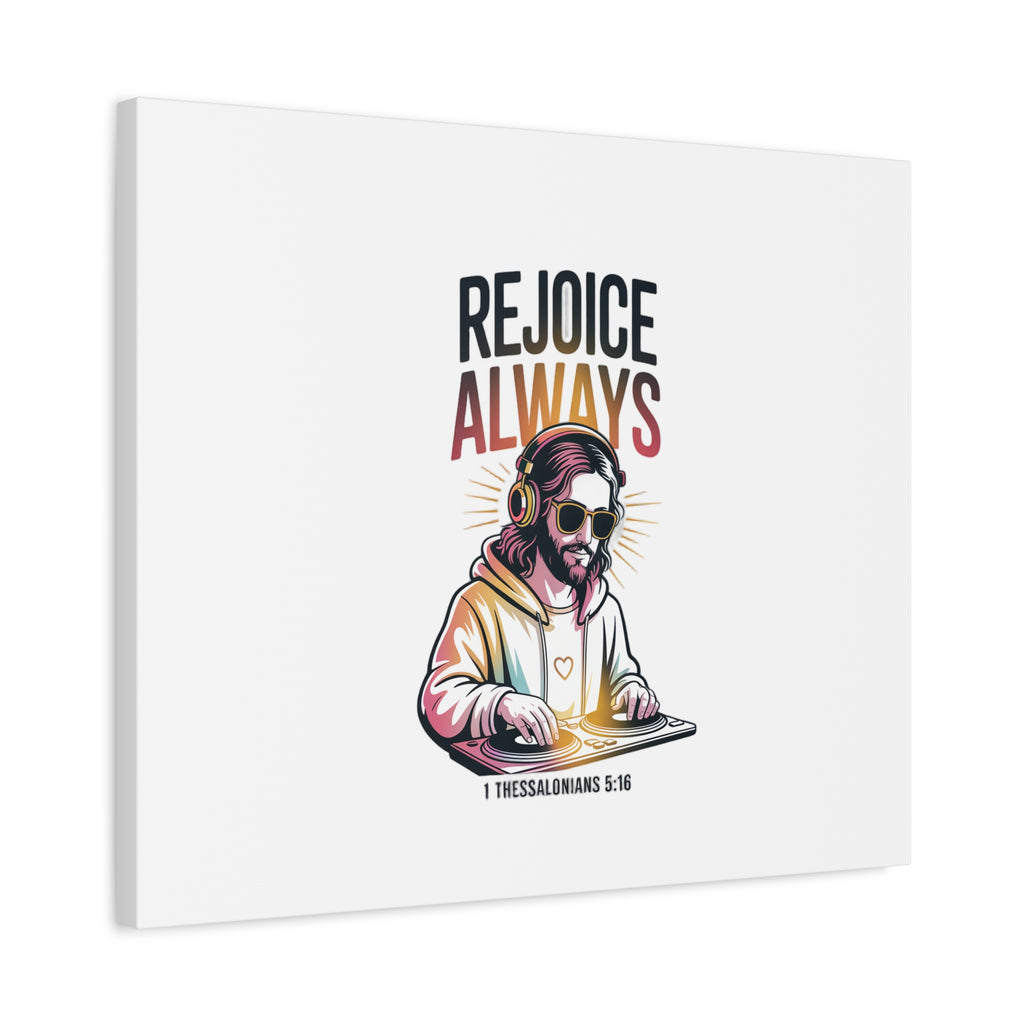 Rejoice Always Canvas Wall Art — Modern Jesus Illustration (1 Thessalonians 5:16)