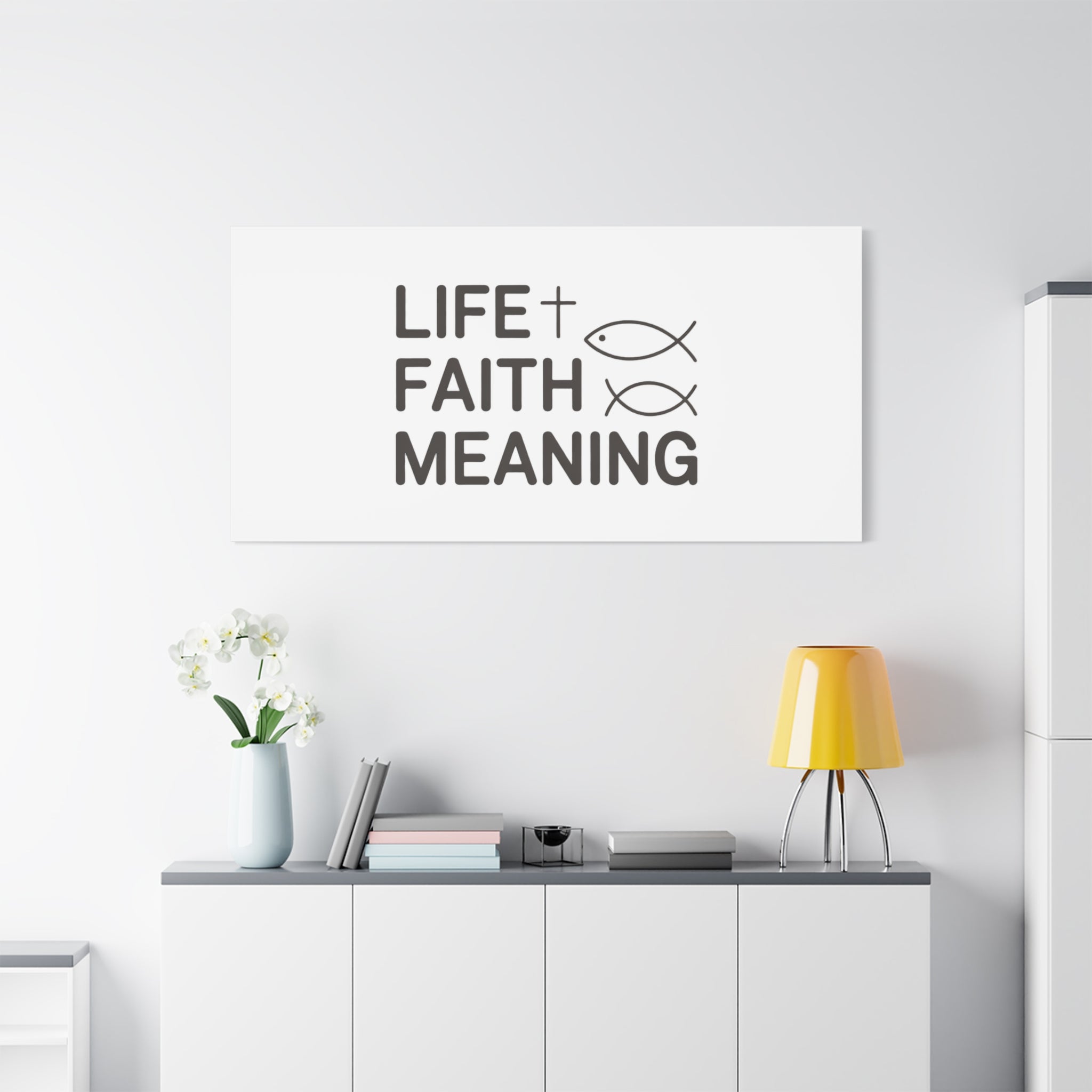 Faith Wall Canvas - "Life + Faith = Meaning" Minimal Christian Art