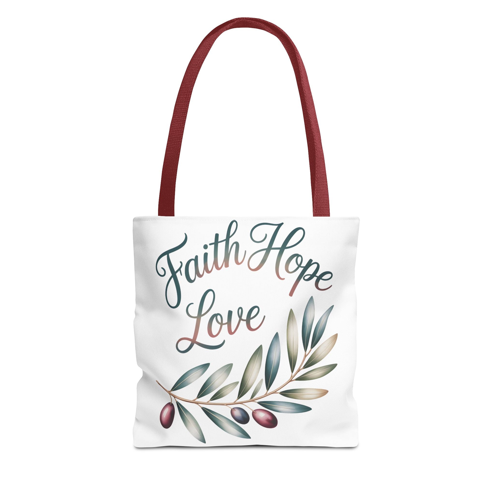 Faith Hope Love Floral Tote Bag — Inspirational Scripture Quote Canvas Carryall