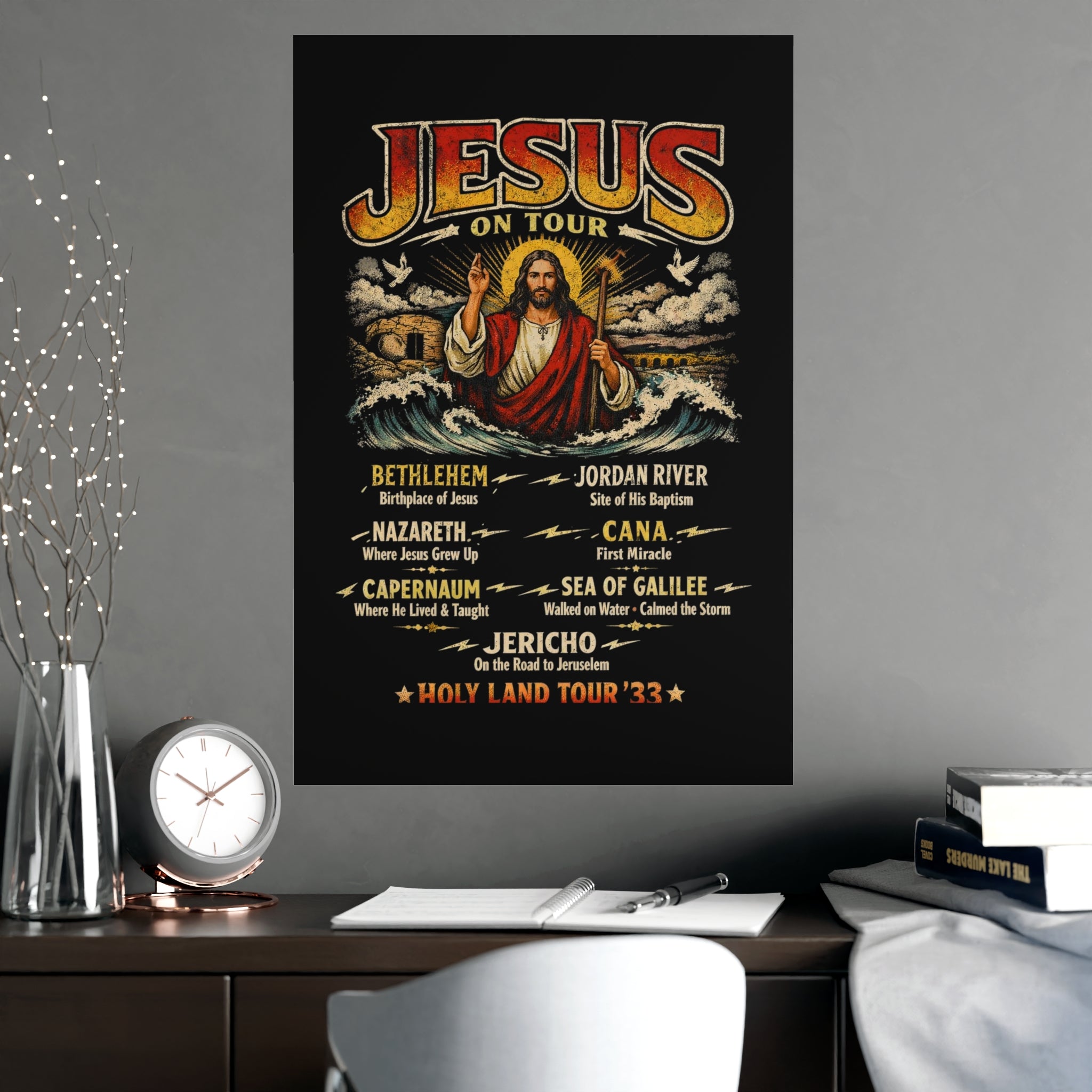 Jesus on Tour Matte Poster — Christian Map Tour Art (Places Jesus Visited)