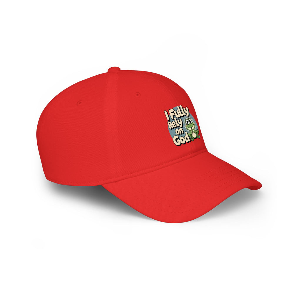 I Fully Rely on God Frog Cap - Low Profile Baseball Hat, Christian Faith Baseball Cap