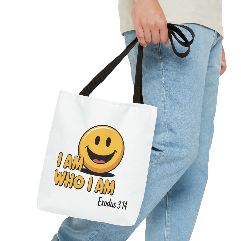 I Am Who I Am Tote Bag – Smiley Faith Design (Exodus 3:14)