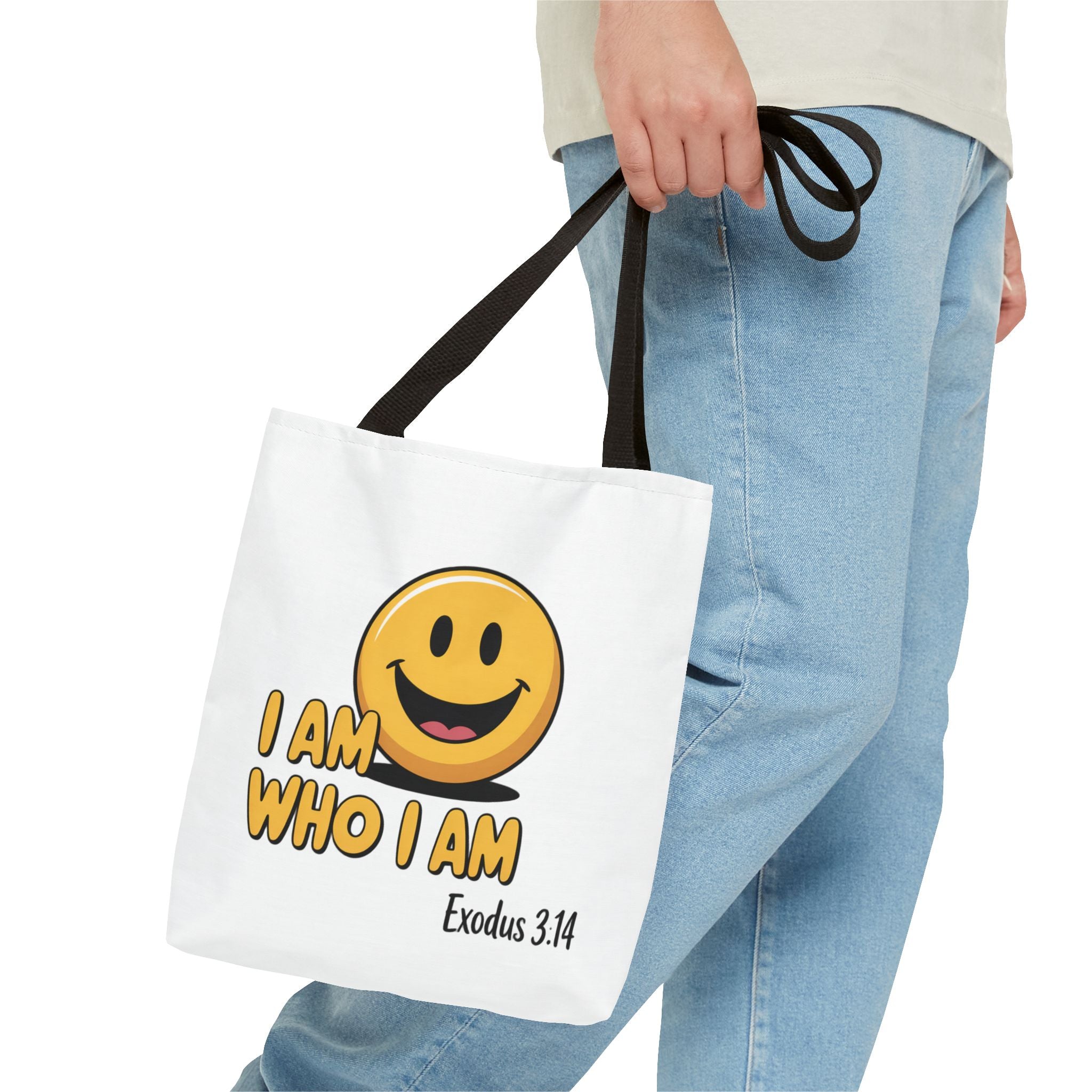 I Am Who I Am Tote Bag – Smiley Faith Design (Exodus 3:14)