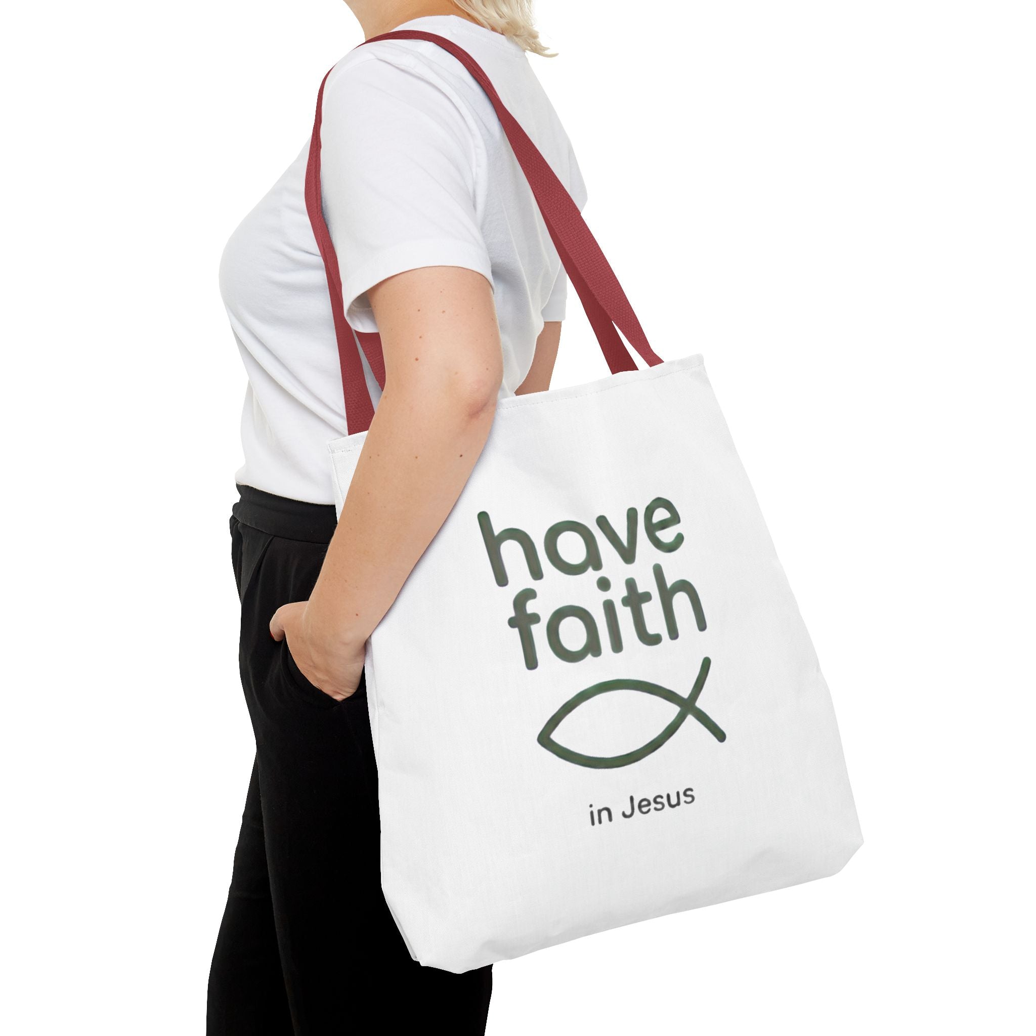 Have Faith in Jesus Tote Bag — Christian Fish Symbol Canvas Tote