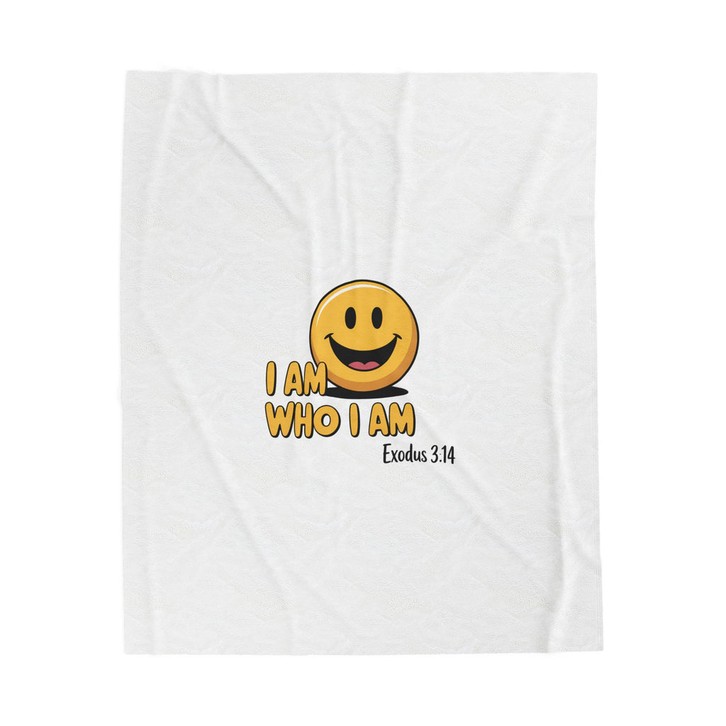 Plush Blanket — "I Am Who I Am" Smiley Bible Verse (Exodus 3:14)