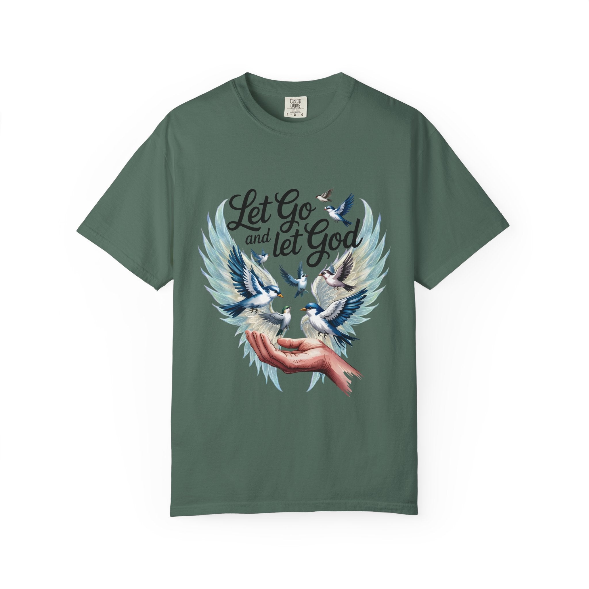 Angel Wings Graphic T-Shirt — Pastel Blue Feather Back Print
