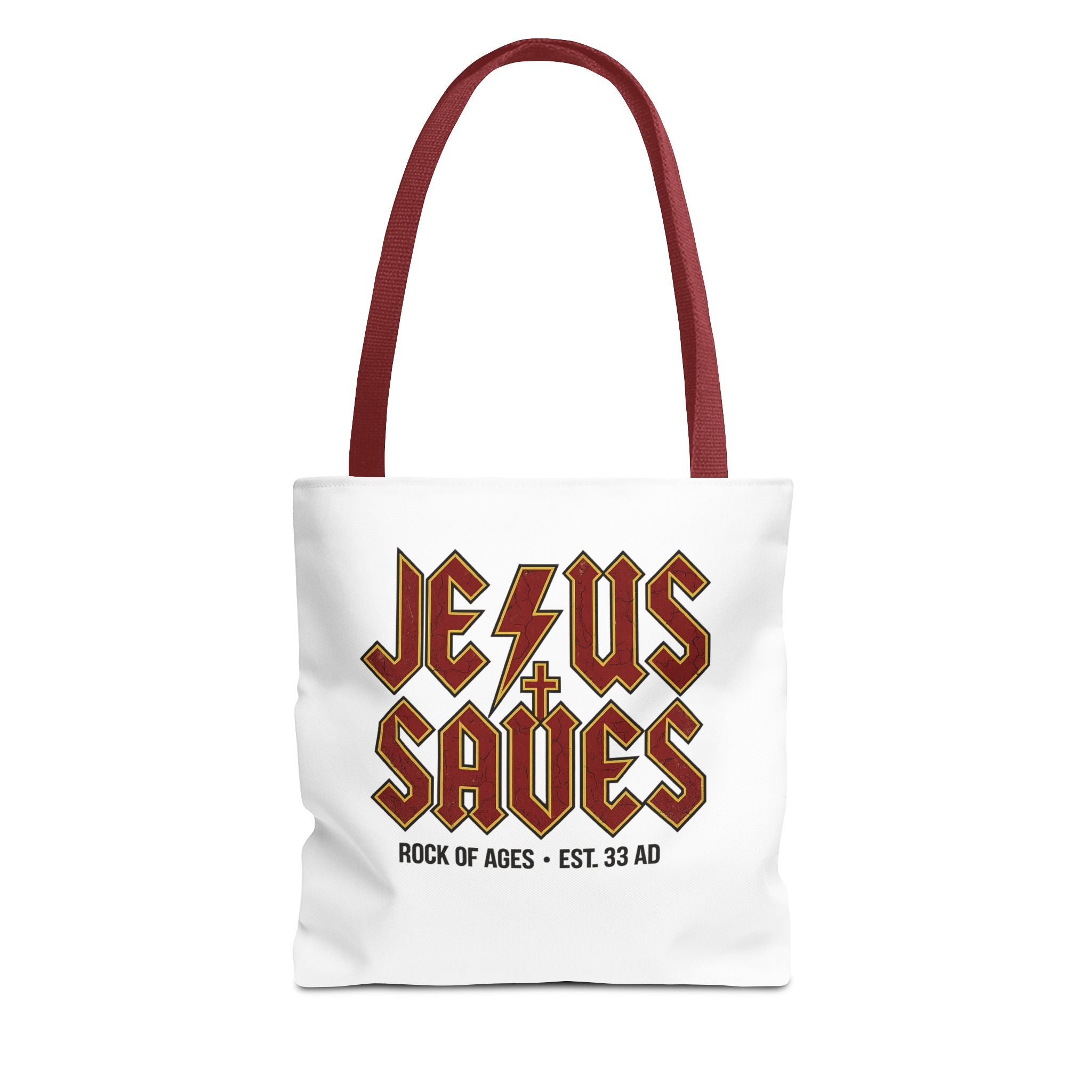 Jesus Saves Tote Bag — Rock of Ages Vintage Christian Tote