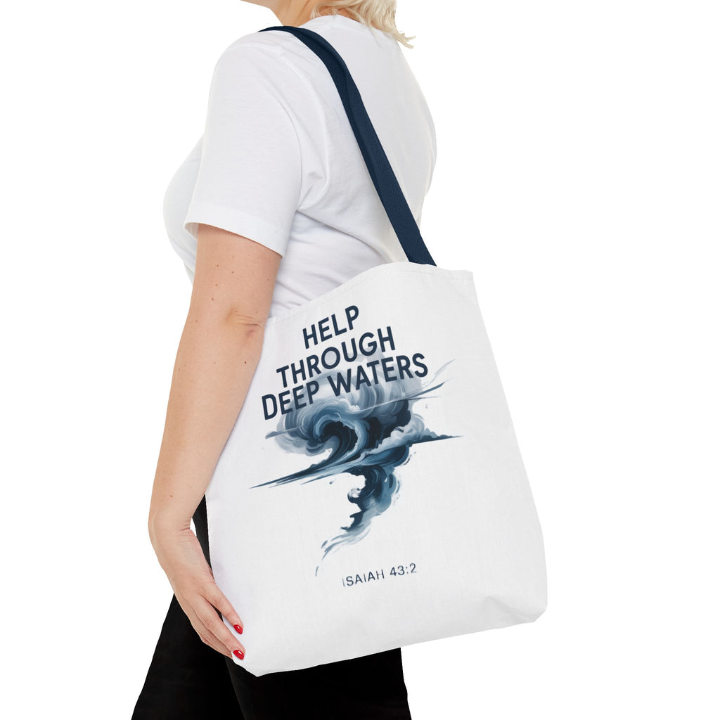 Tote — "Help Through Deep Waters" Inspirational Scripture Tote Bag (Isaiah 43:2)