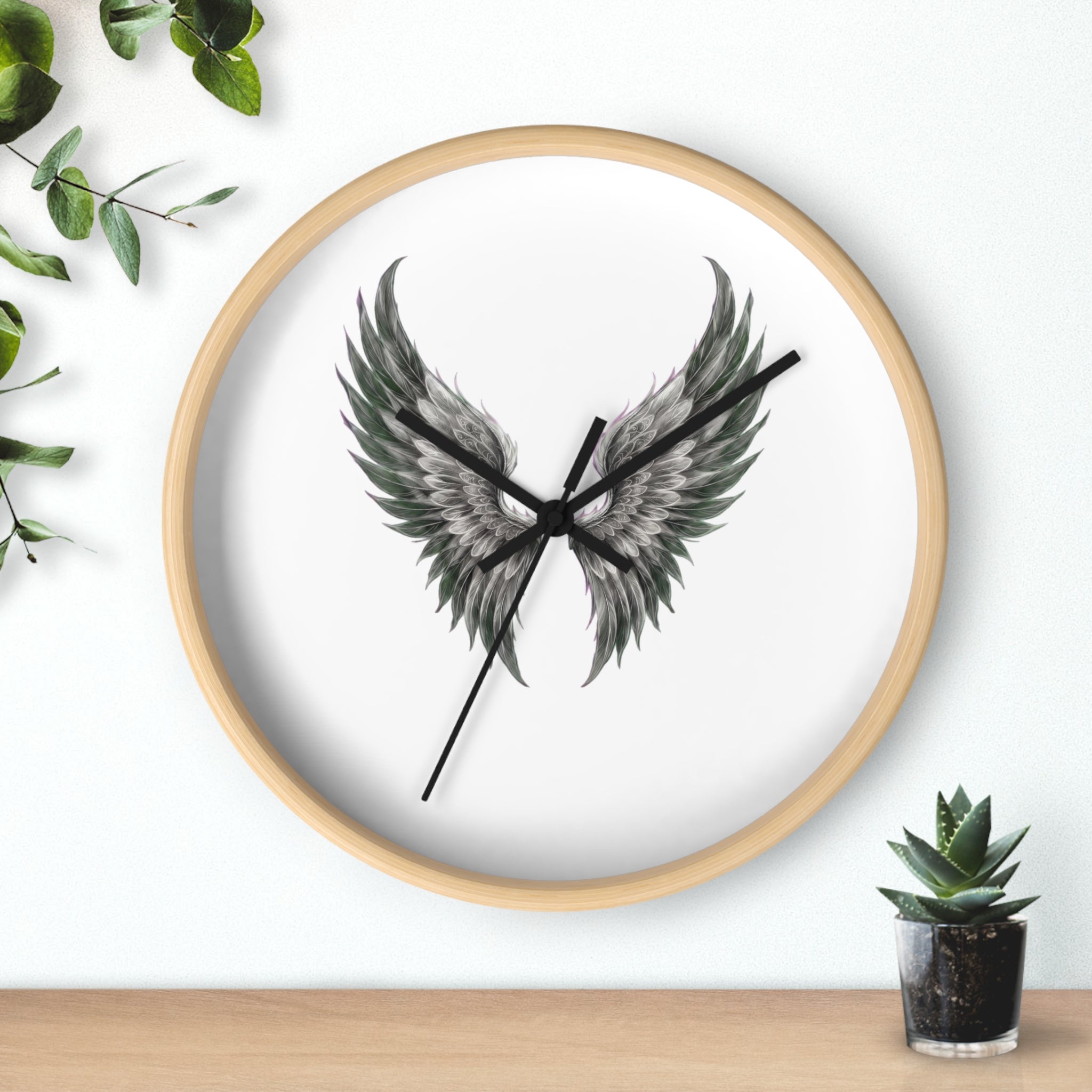 Angel Wings Wall Clock — Minimal Feathered Wing Timepiece