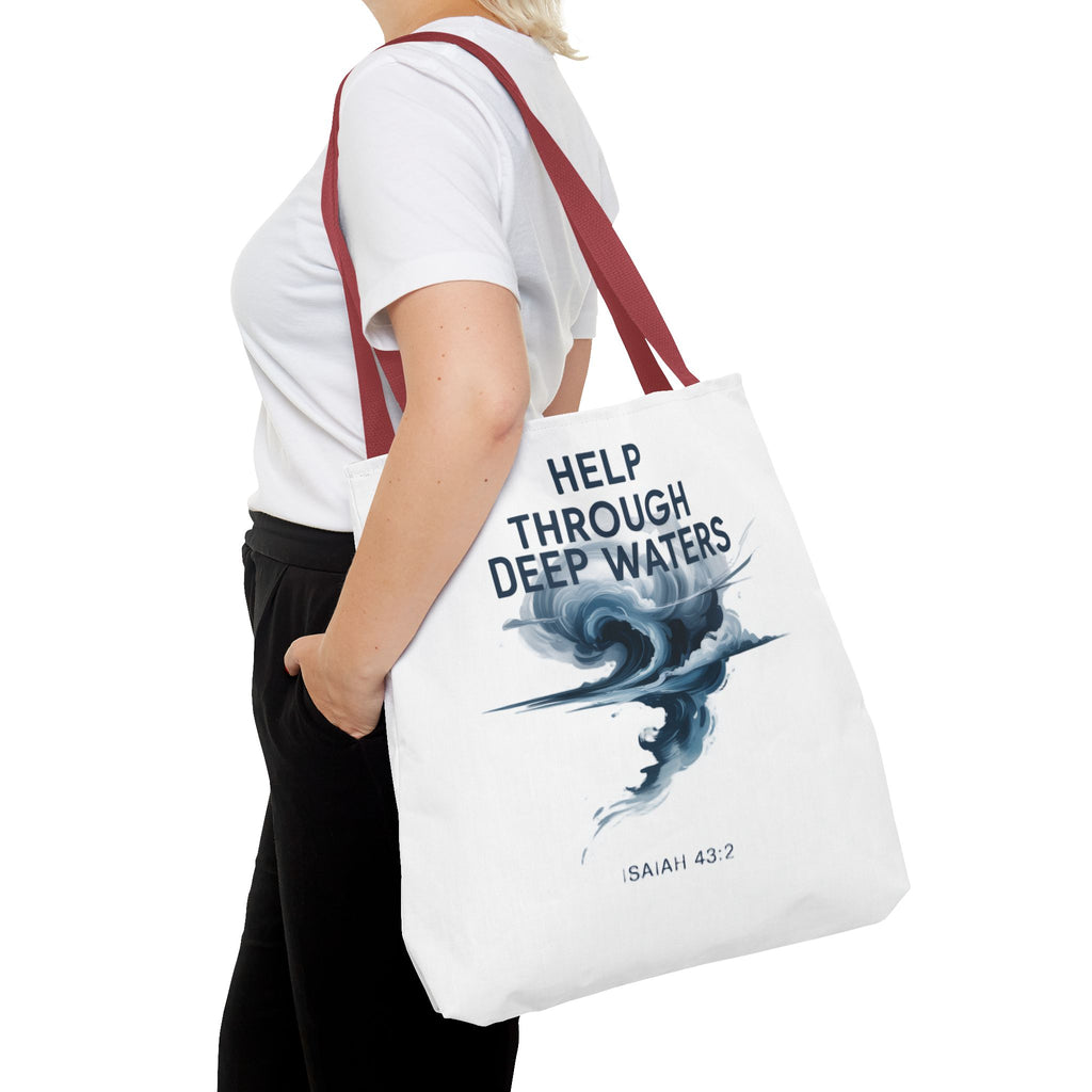 Tote — "Help Through Deep Waters" Inspirational Scripture Tote Bag (Isaiah 43:2)
