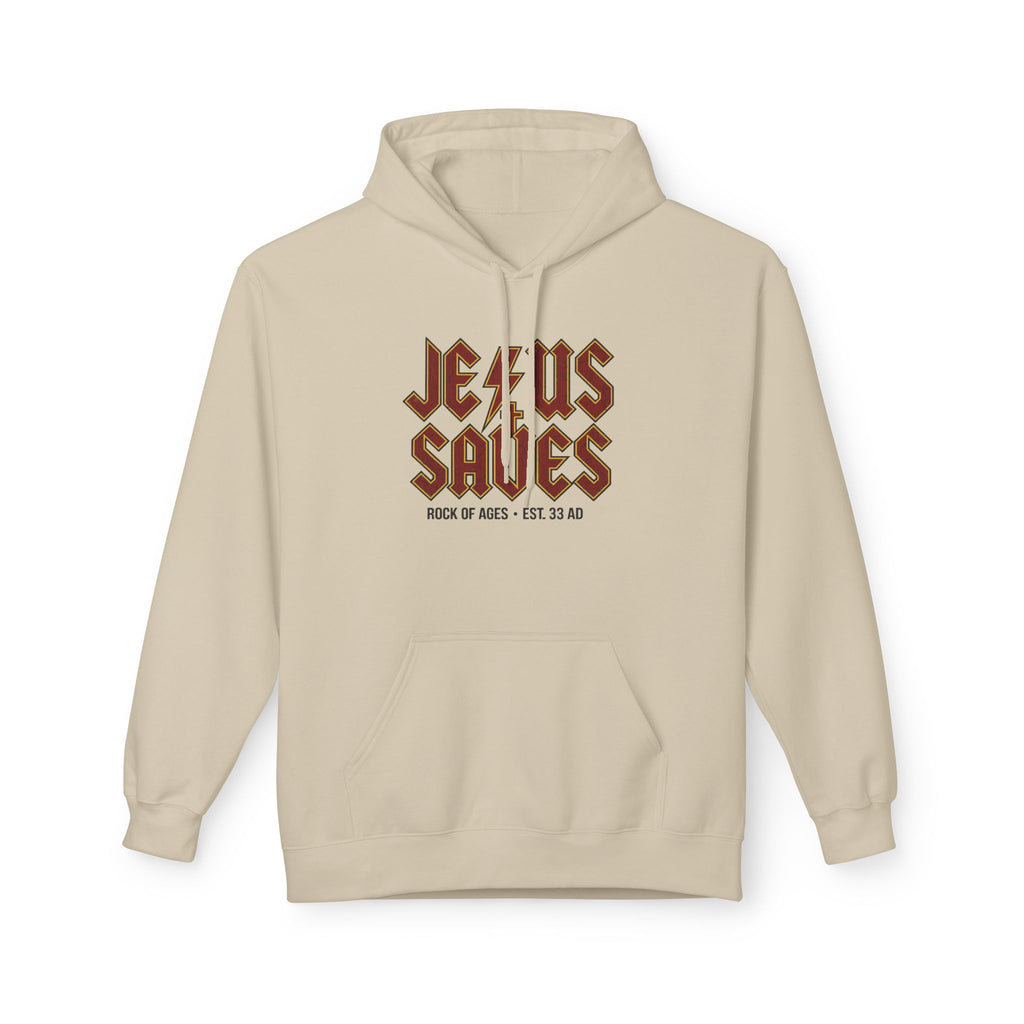 Jesus Saves Hoodie — Rock of Ages Vintage Christian Sweatshirt