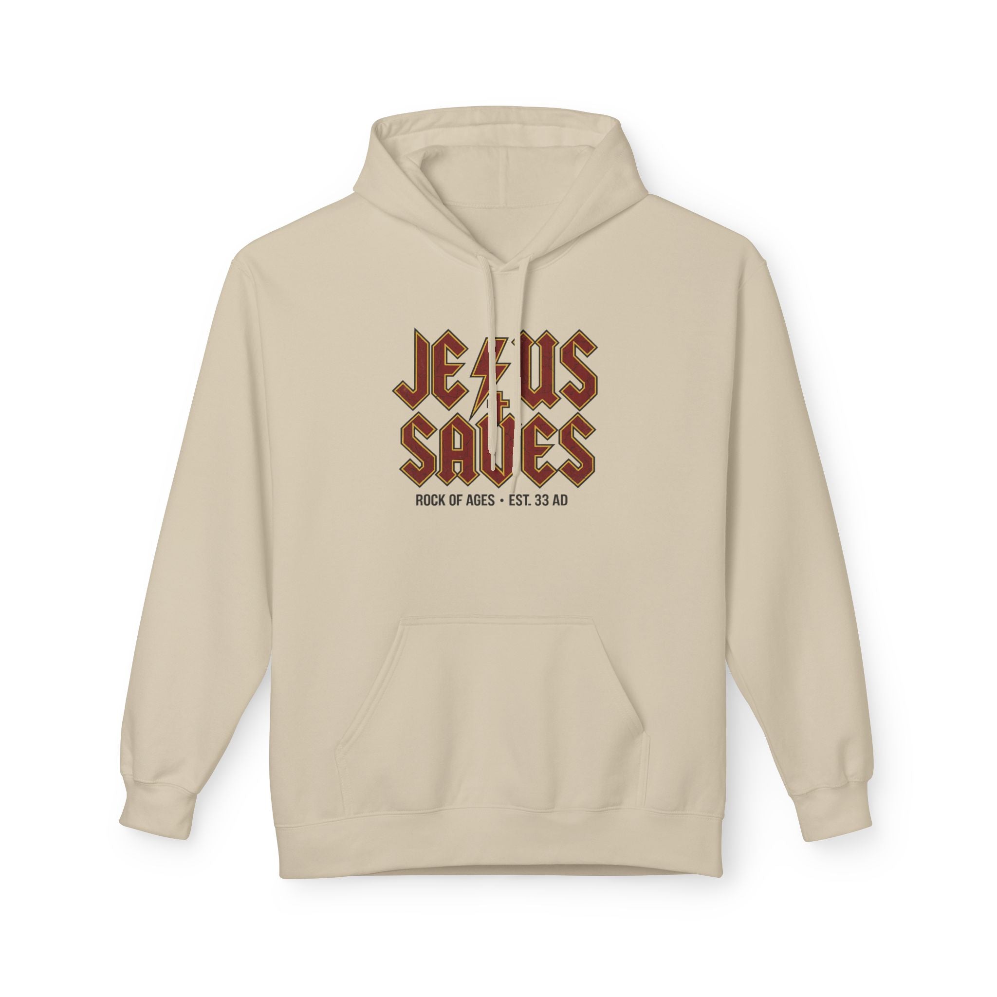 Jesus Saves Hoodie — Rock of Ages Vintage Christian Sweatshirt