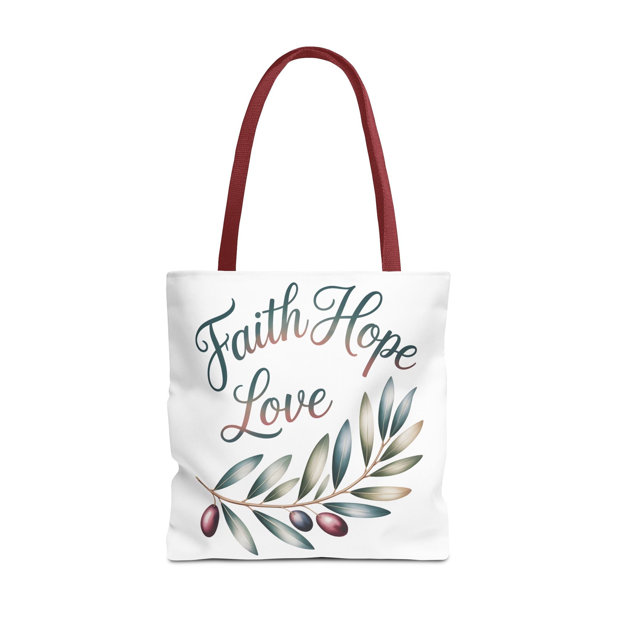 Faith Hope Love Floral Tote Bag — Inspirational Scripture Quote Canvas Carryall