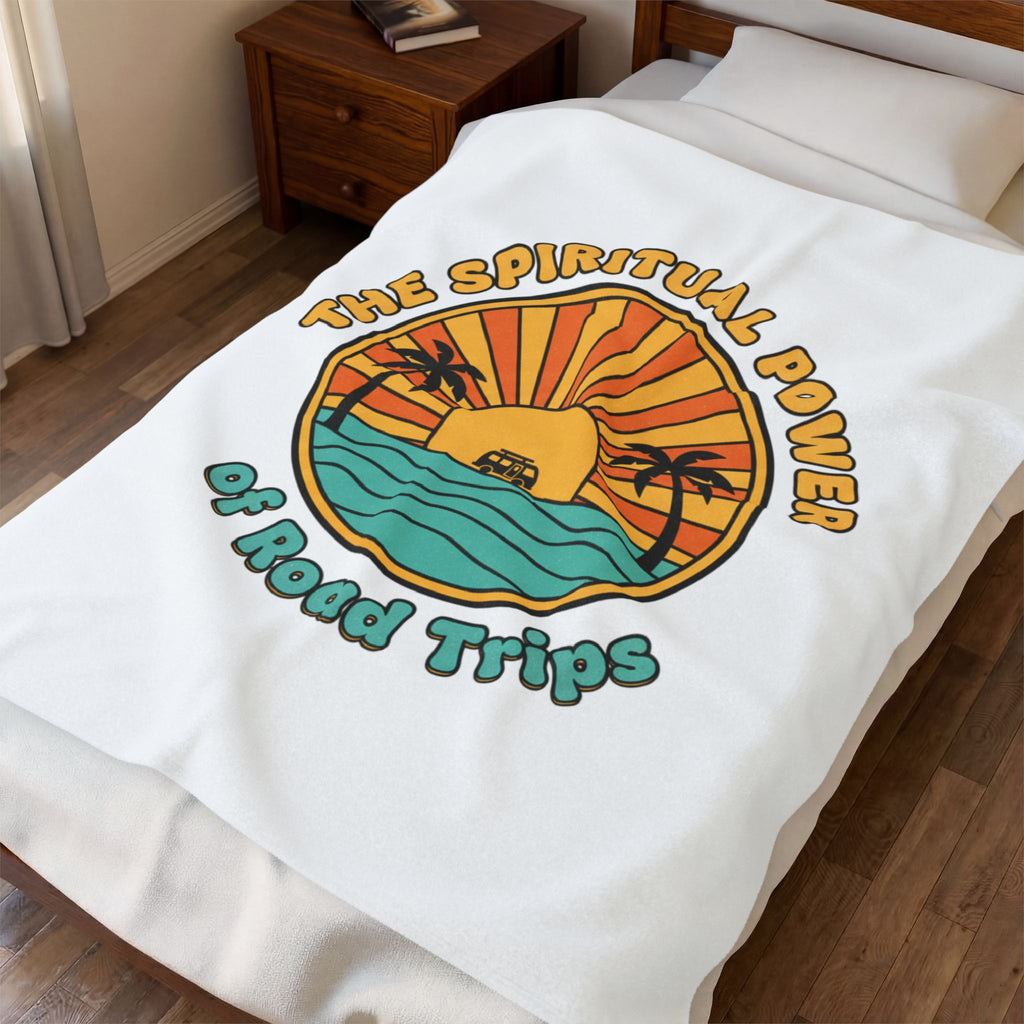 Spiritual Power of Road Trips Blanket | 1970s Sunset Retro Palm Throw
