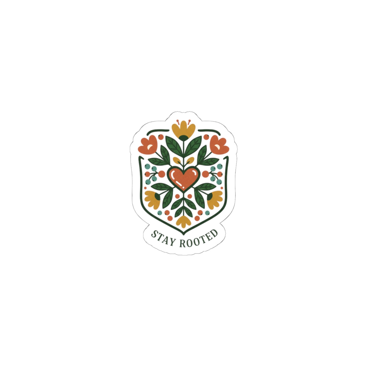 Stay Rooted Folk Botanical Sticker | hand drawn, embroidery style clover