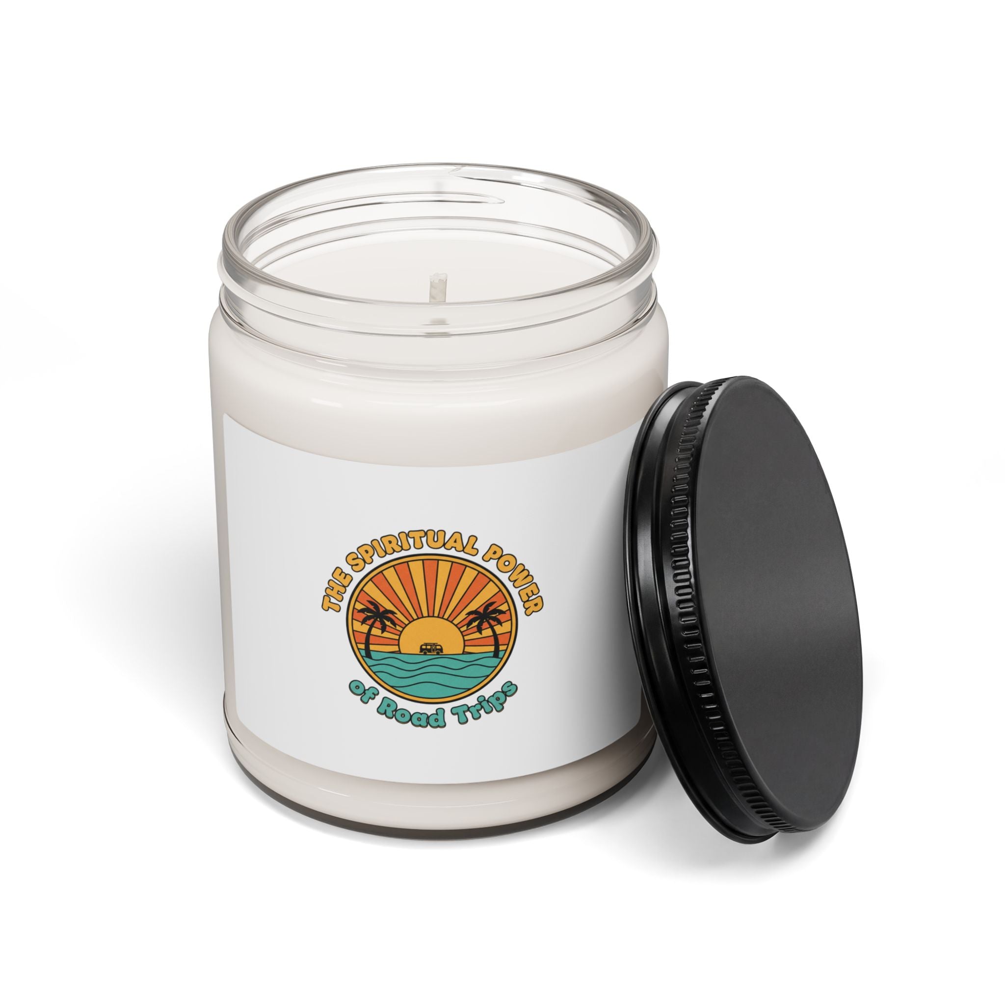 70s Sunset Palm Candle | Soy Jar, Retro Vintage Palm Golden Hour Design