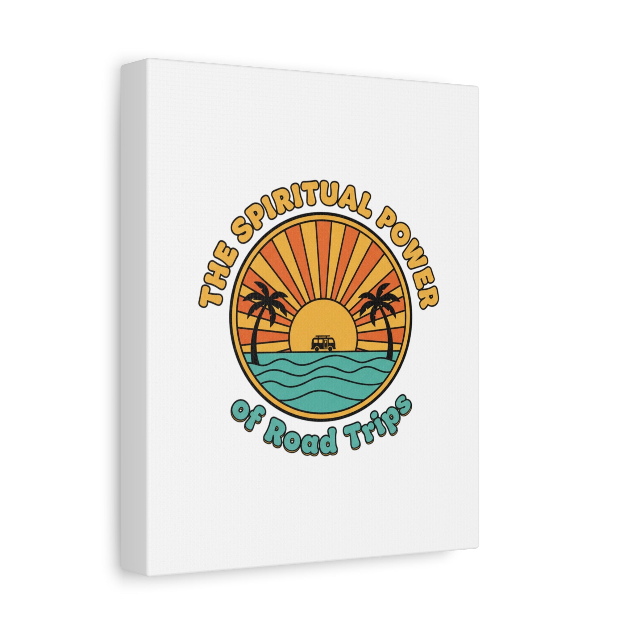 Spiritual Road Trips Canvas | 1970s Sunset Retro Palm Poster