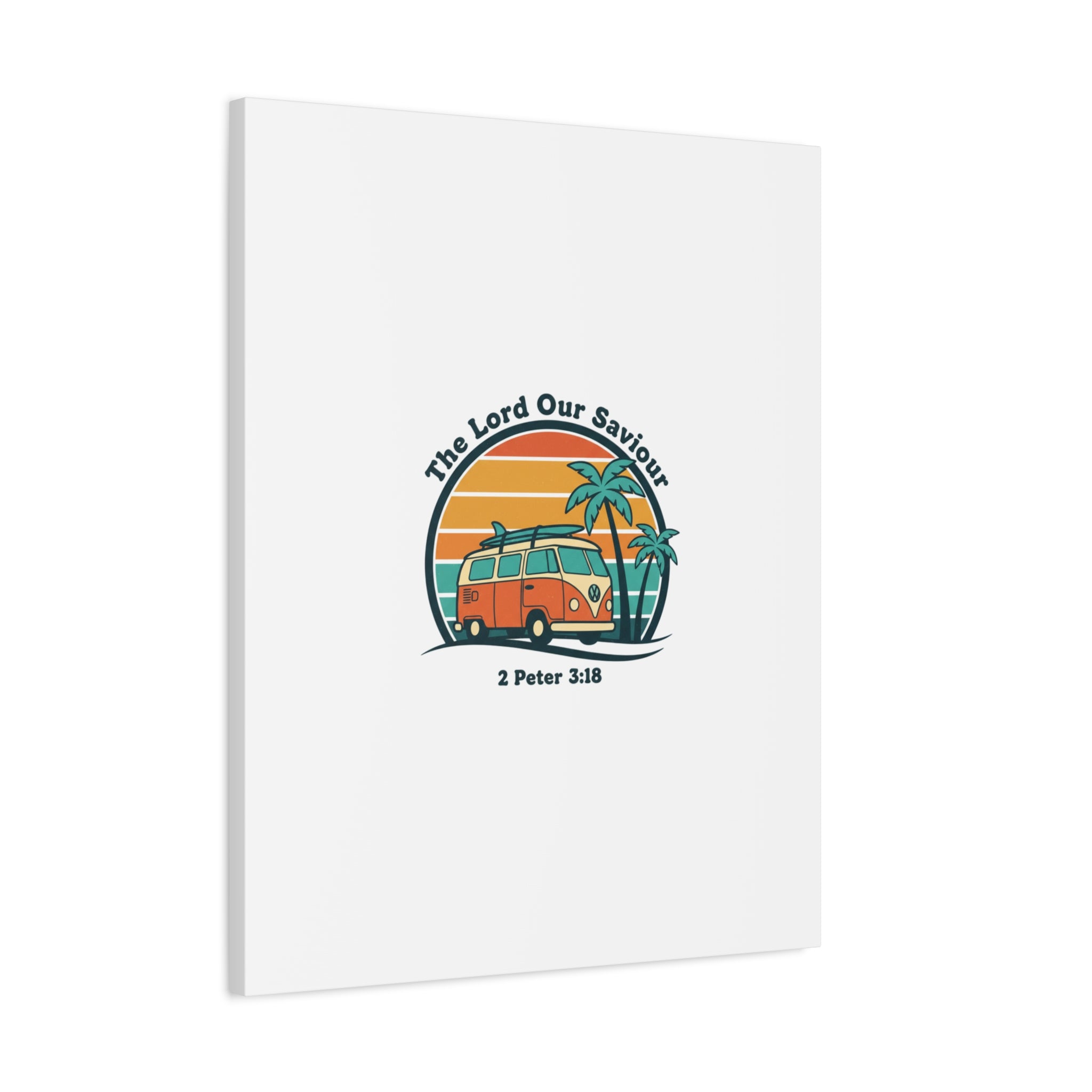 The Lord our Saviour, Retro Surf Sunset Canvas | 70s Van Palm Postcard, Analog Sunshine Aesthetic