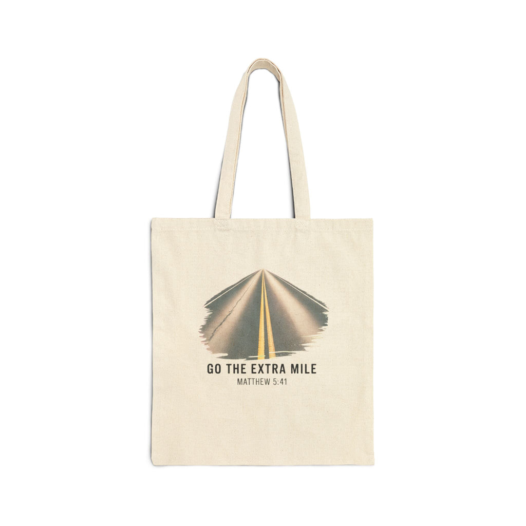 Go the Extra Mile Cotton Canvas Tote Bag — Matthew 5:41 Inspirational Road Design