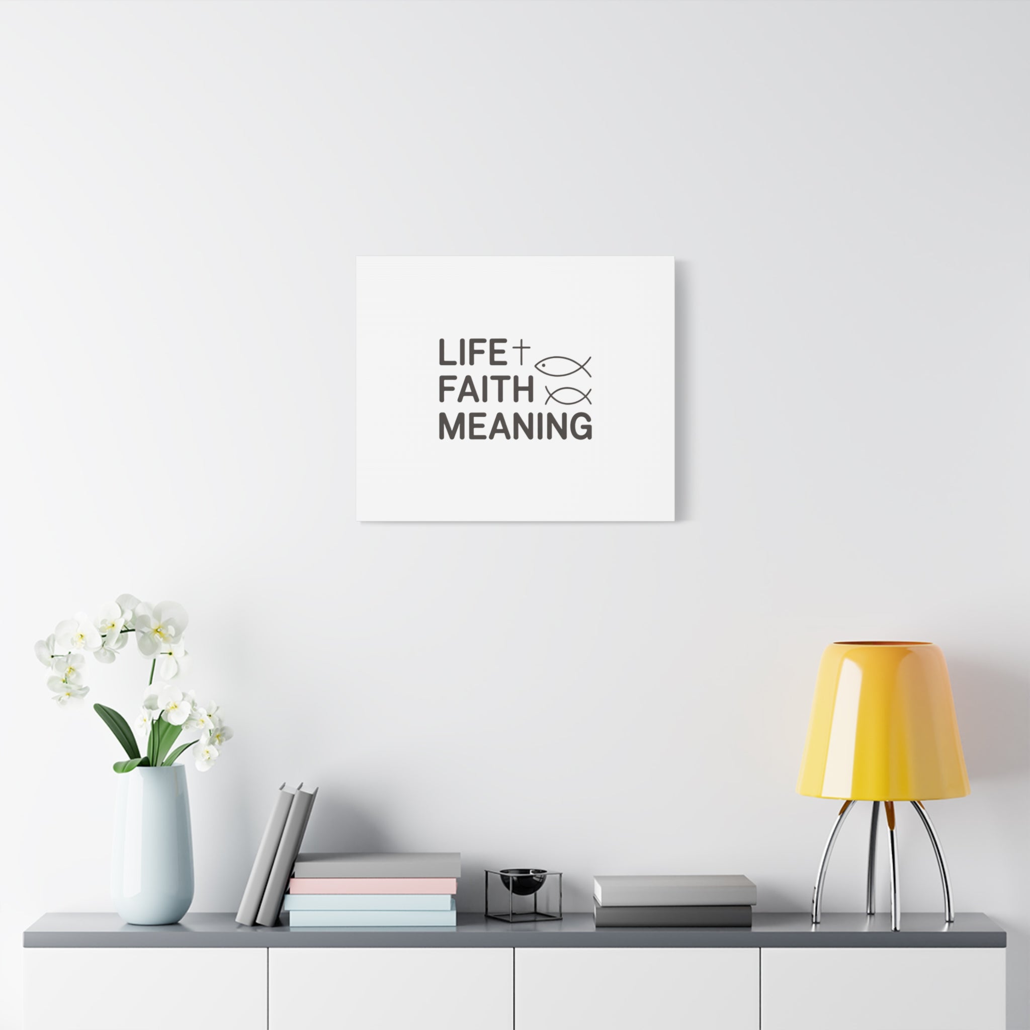 Faith Wall Canvas - "Life + Faith = Meaning" Minimal Christian Art