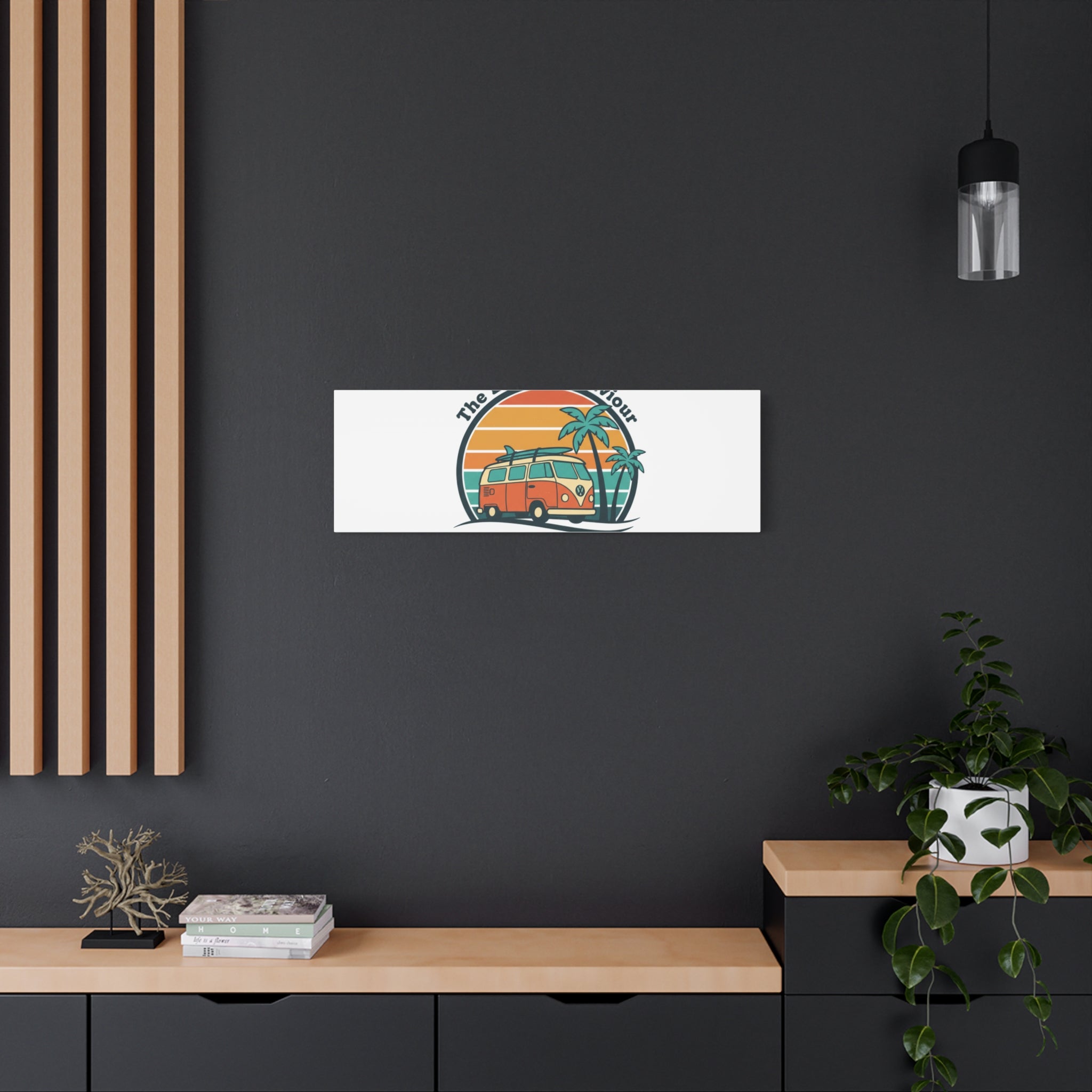 The Lord our Saviour, Retro Surf Sunset Canvas | 70s Van Palm Postcard, Analog Sunshine Aesthetic
