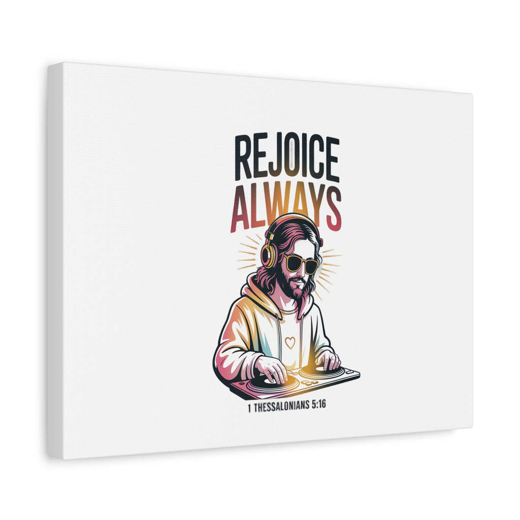 Rejoice Always Canvas Wall Art — Modern Jesus Illustration (1 Thessalonians 5:16)