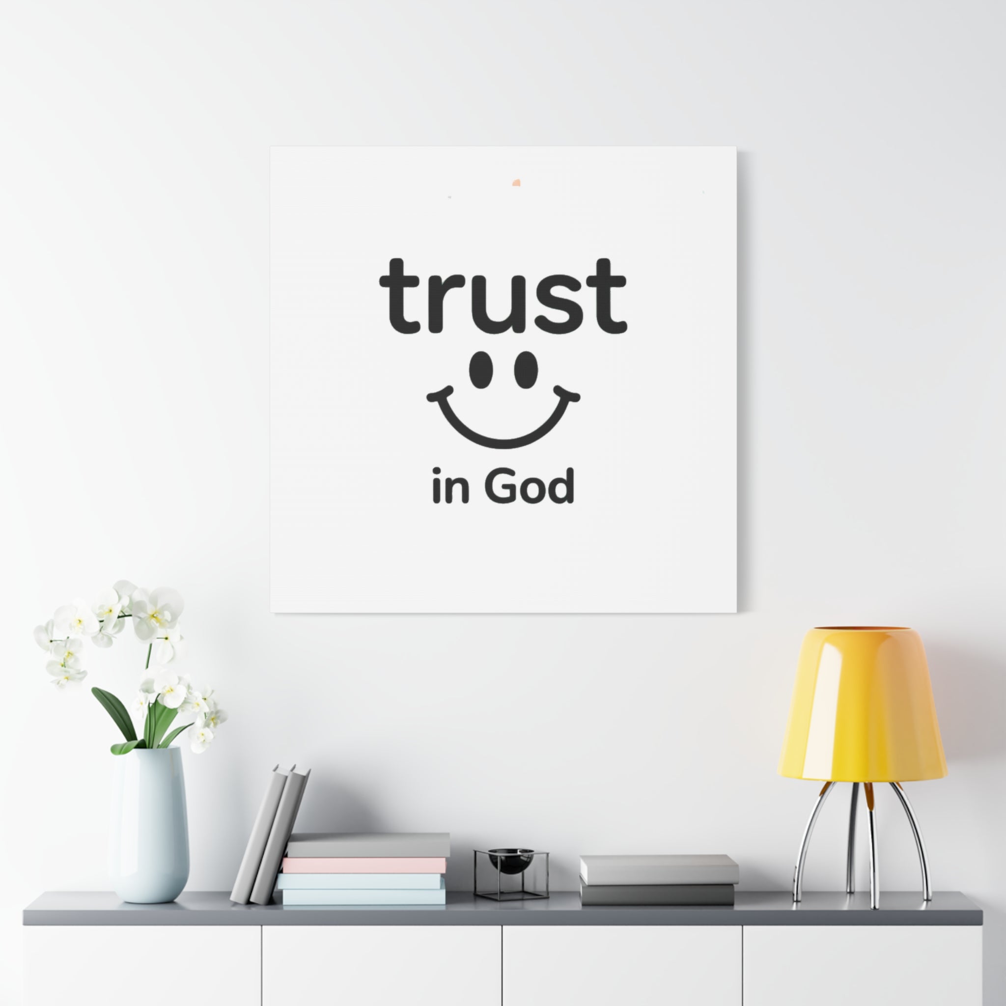 Trust in God Canvas Wall Art — Minimal Heart Quote Stretched Matte Canvas