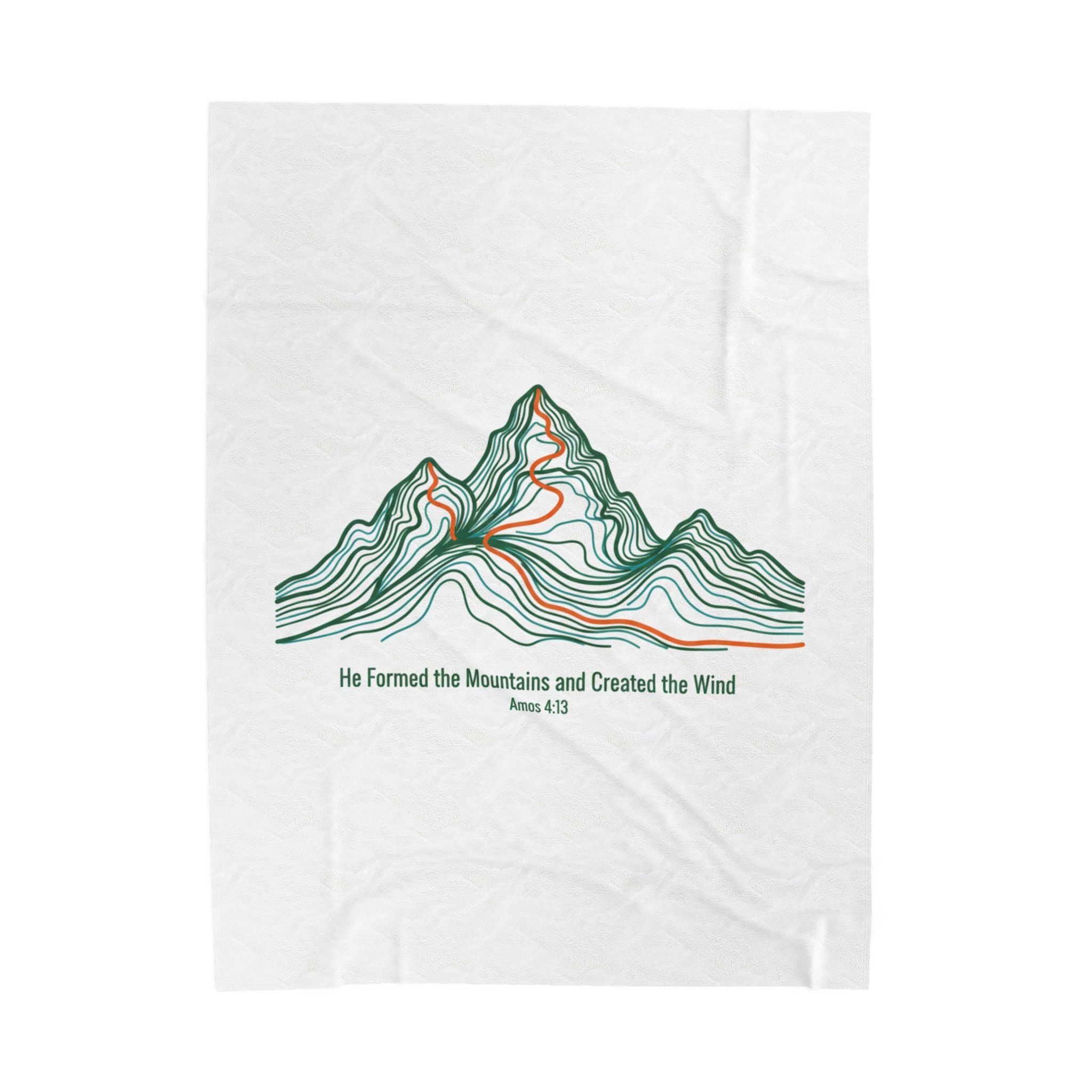 He Formed the Mountains Contour Design Blanket | topographic map print, contour line