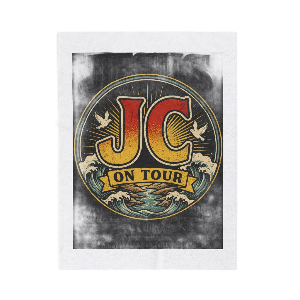 Velveteen Plush Blanket — "JC On Tour" Vintage Tour Logo Throw