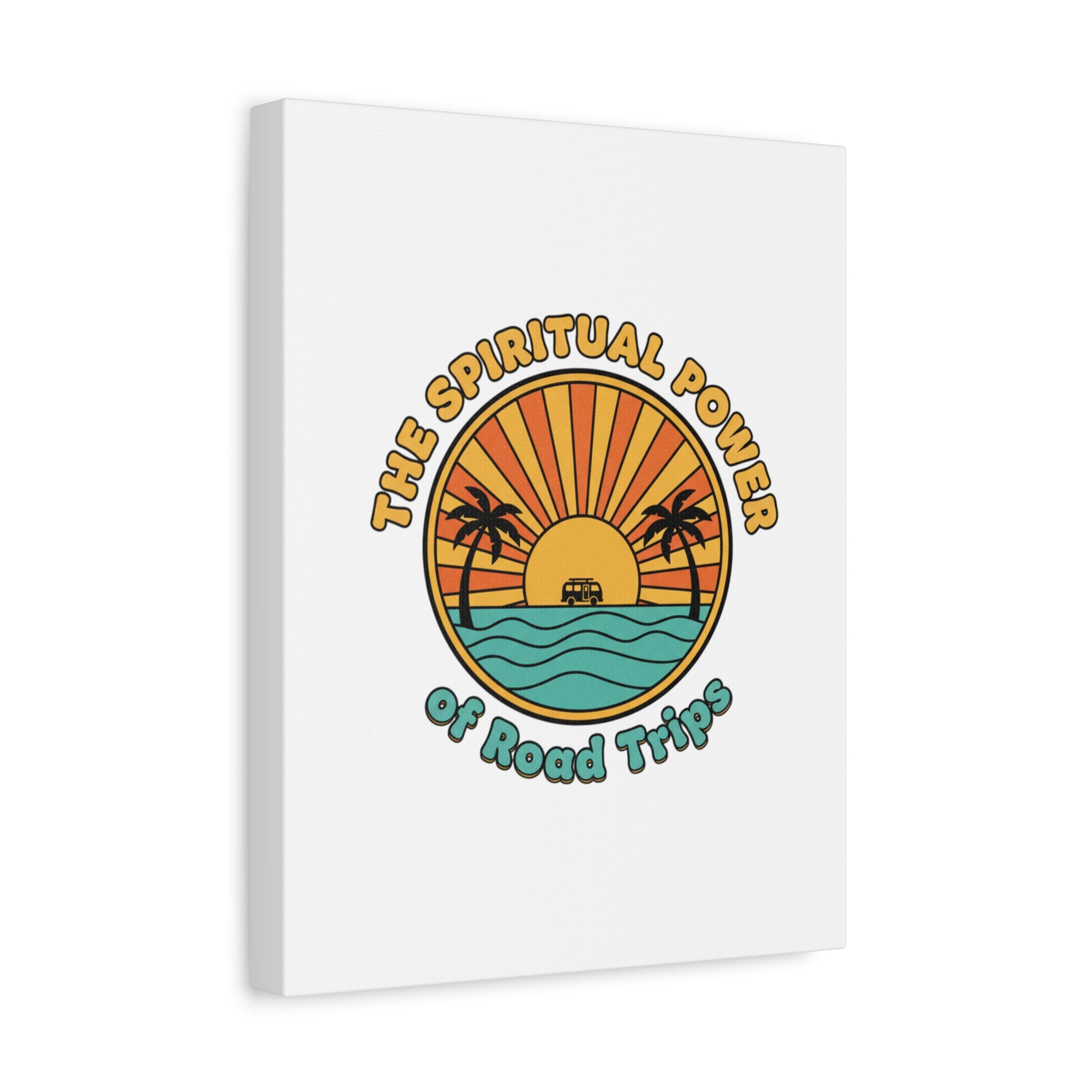 Spiritual Road Trips Canvas | 1970s Sunset Retro Palm Poster