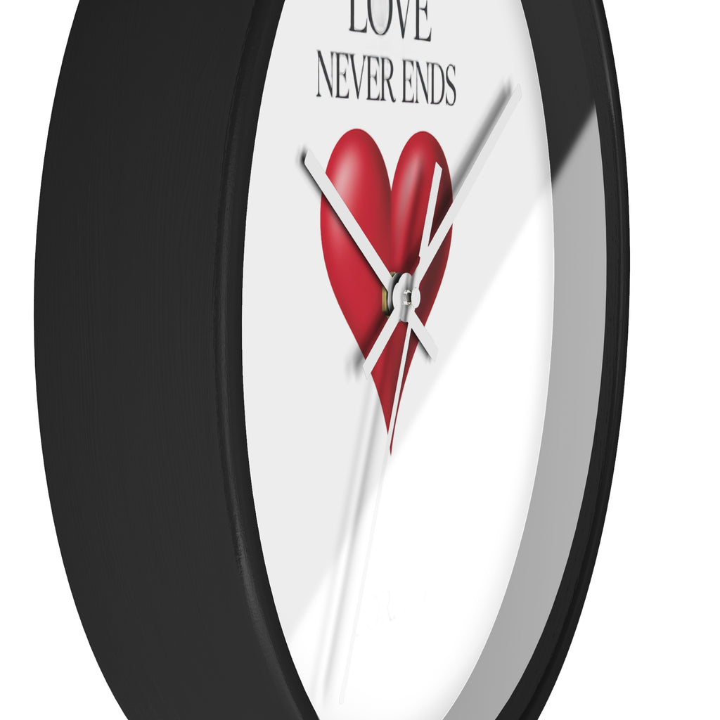 Wall Clock — "Love Never Ends" Heart Decorative Wall Clock | Romantic Home Decor, Valentine’s Day Gift