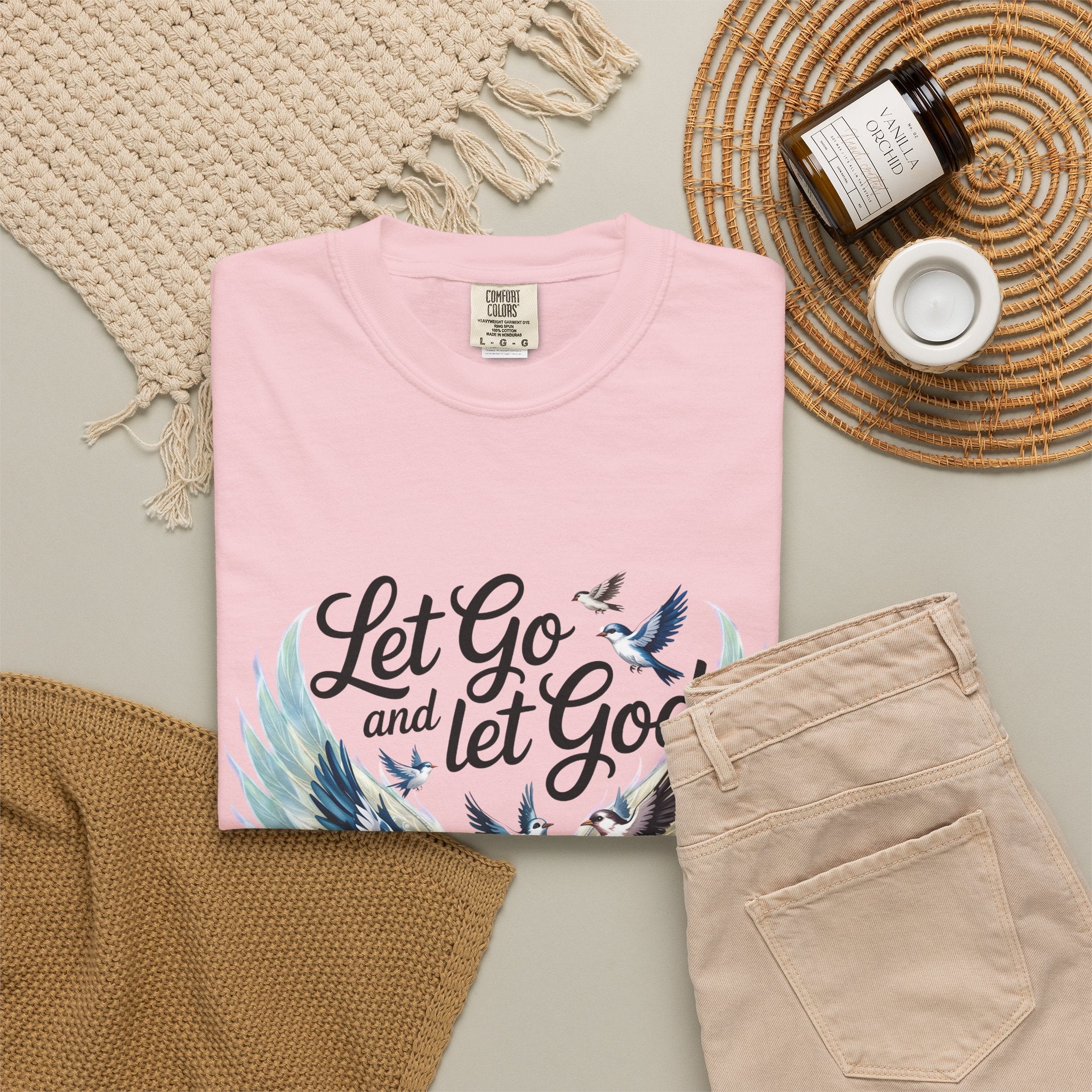 Angel Wings Graphic T-Shirt — Pastel Blue Feather Back Print