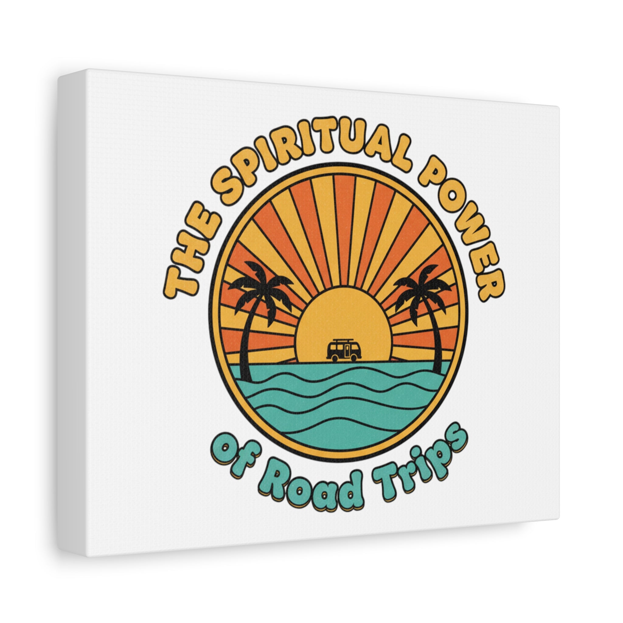 Spiritual Road Trips Canvas | 1970s Sunset Retro Palm Poster