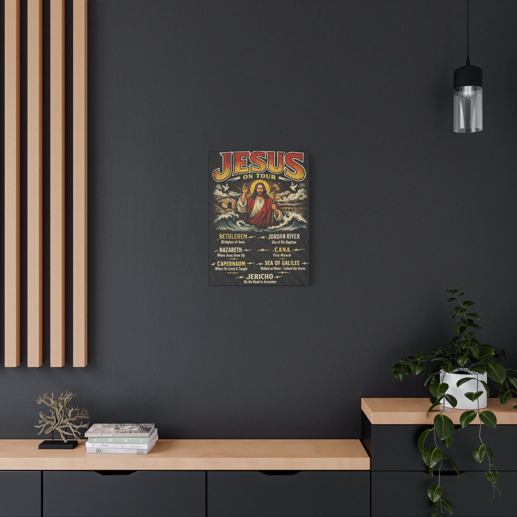 Jesus on tour Christian Canvas Wall Art — Minimal Heart Quote Stretched Matte Canvas