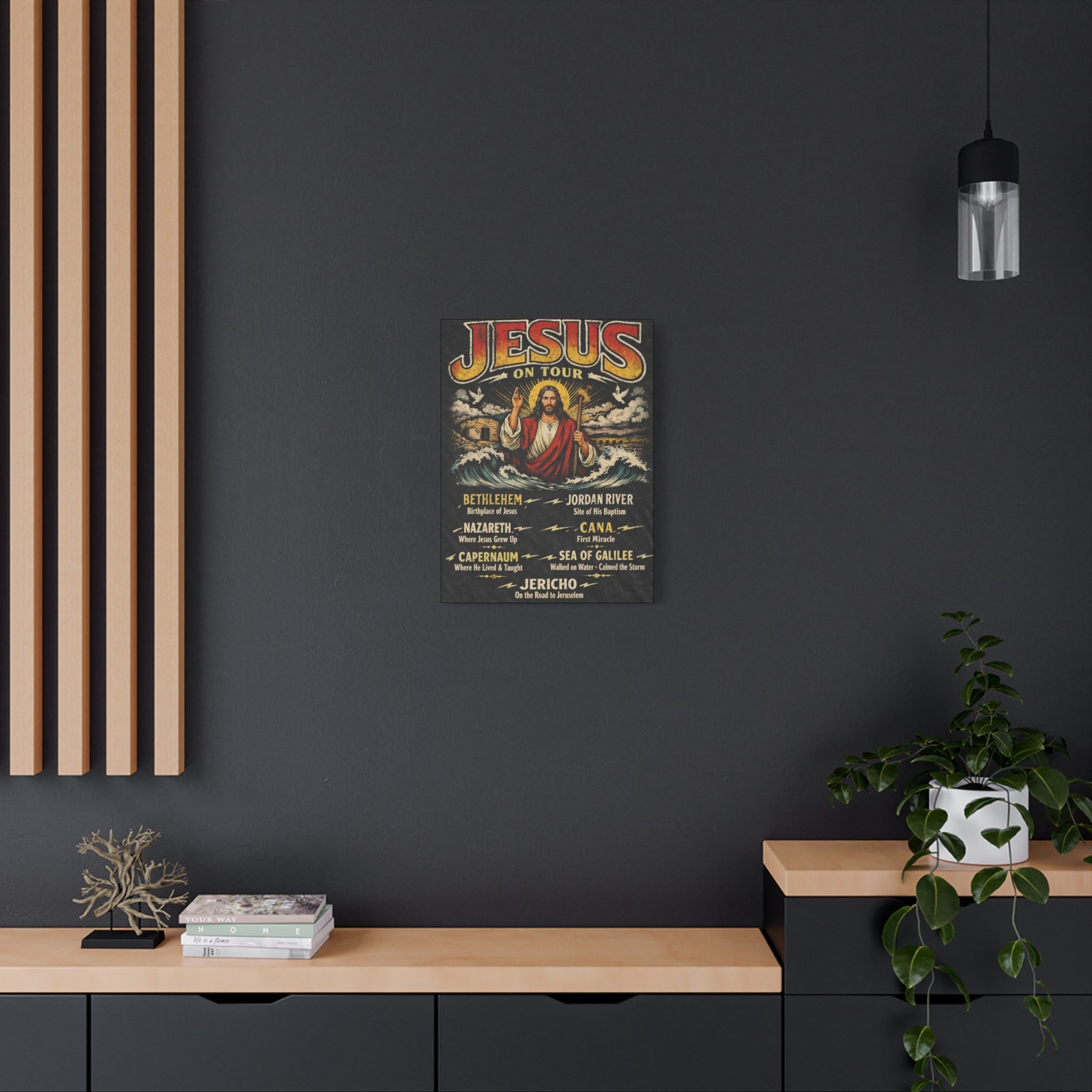 Jesus on tour Christian Canvas Wall Art — Minimal Heart Quote Stretched Matte Canvas
