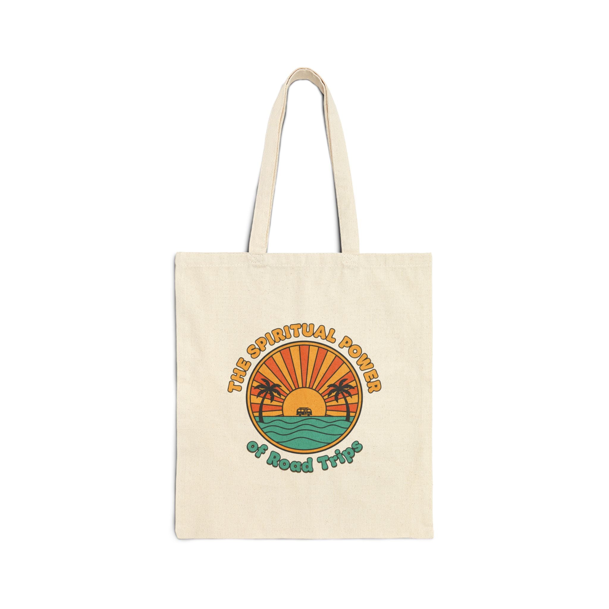 The Spiritual Power of Road Trips | 70s Sunset, Retro Palm Postcard Design