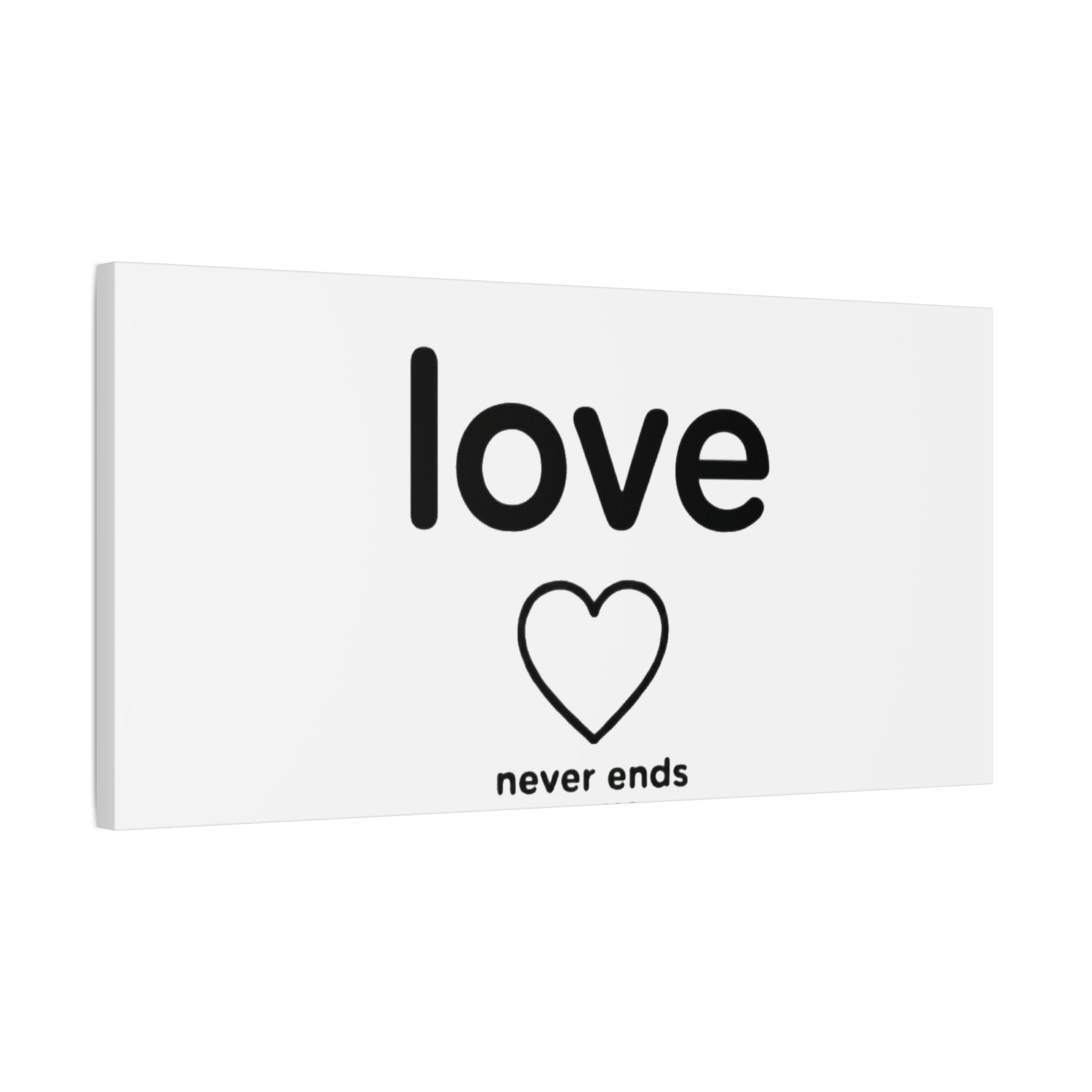 Canvas Wall Art — "love" Heart with "never ends cor. 129" Minimalist Print