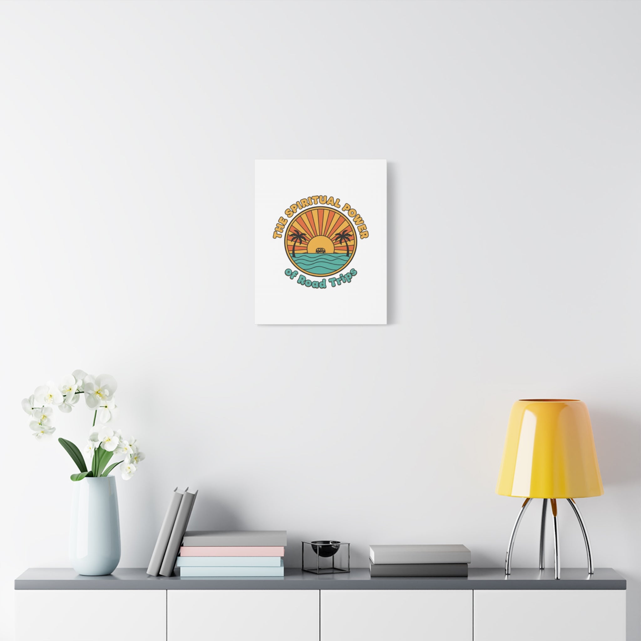 Spiritual Road Trips Canvas | 1970s Sunset Retro Palm Poster
