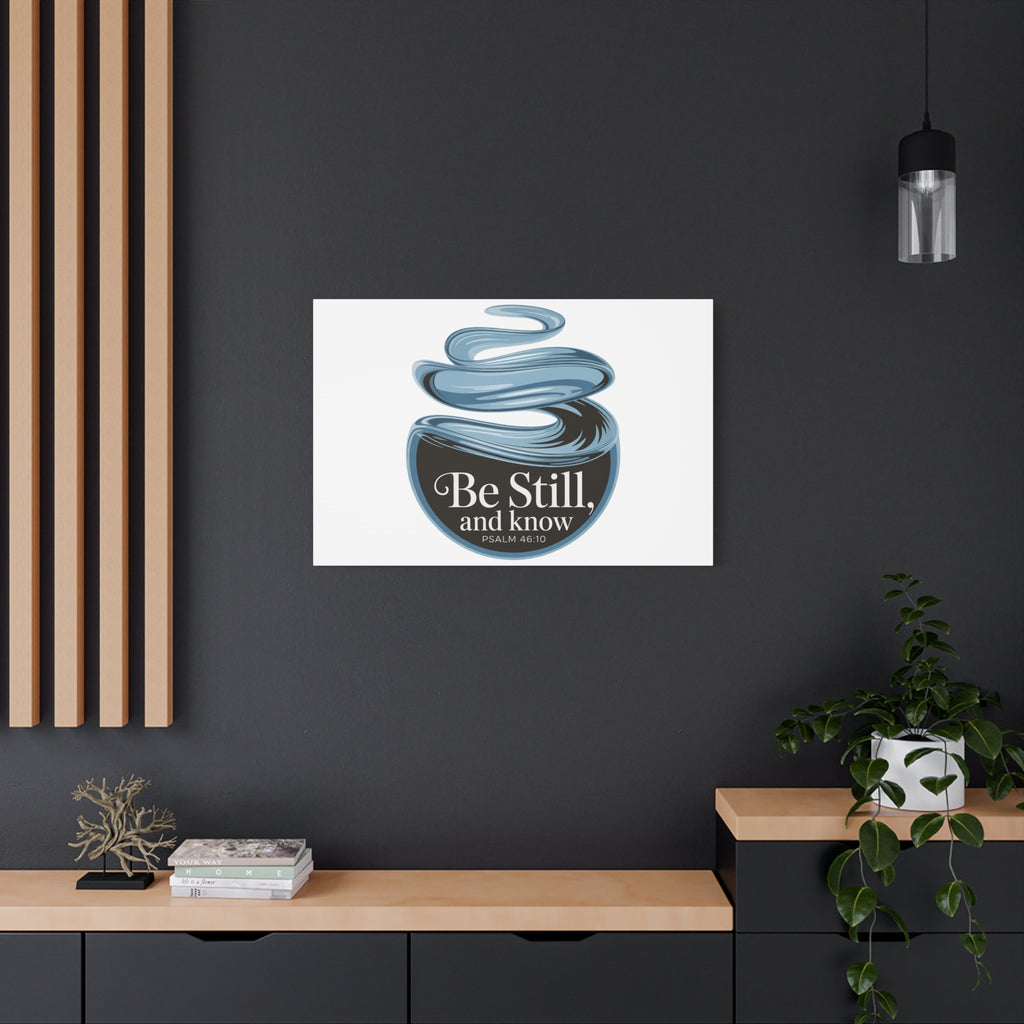 Be Still & Know Canvas Wall Art — Minimal Heart Quote Stretched Matte Canvas
