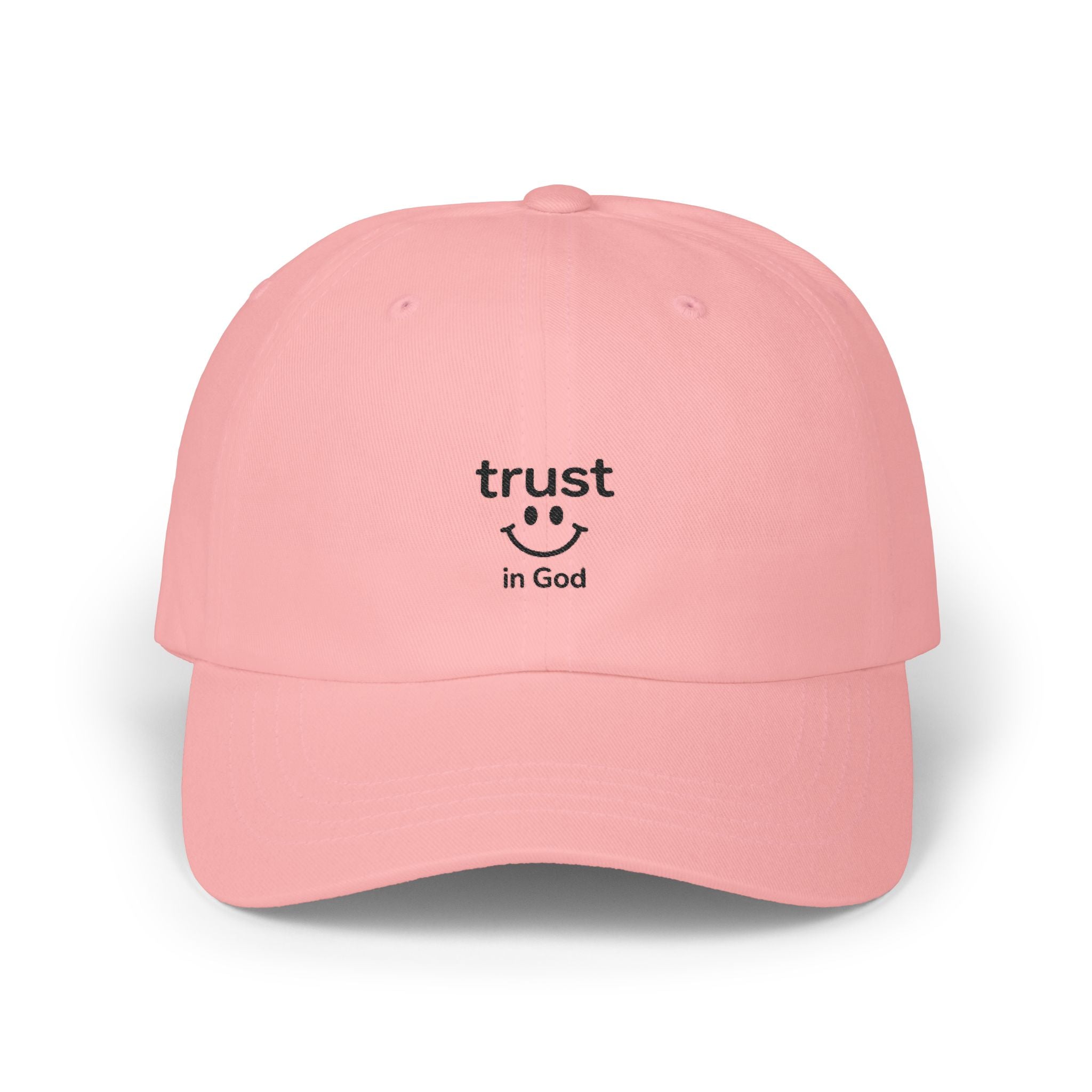 Faith Baseball Cap — "Trust in God" Smiley Dad Hat