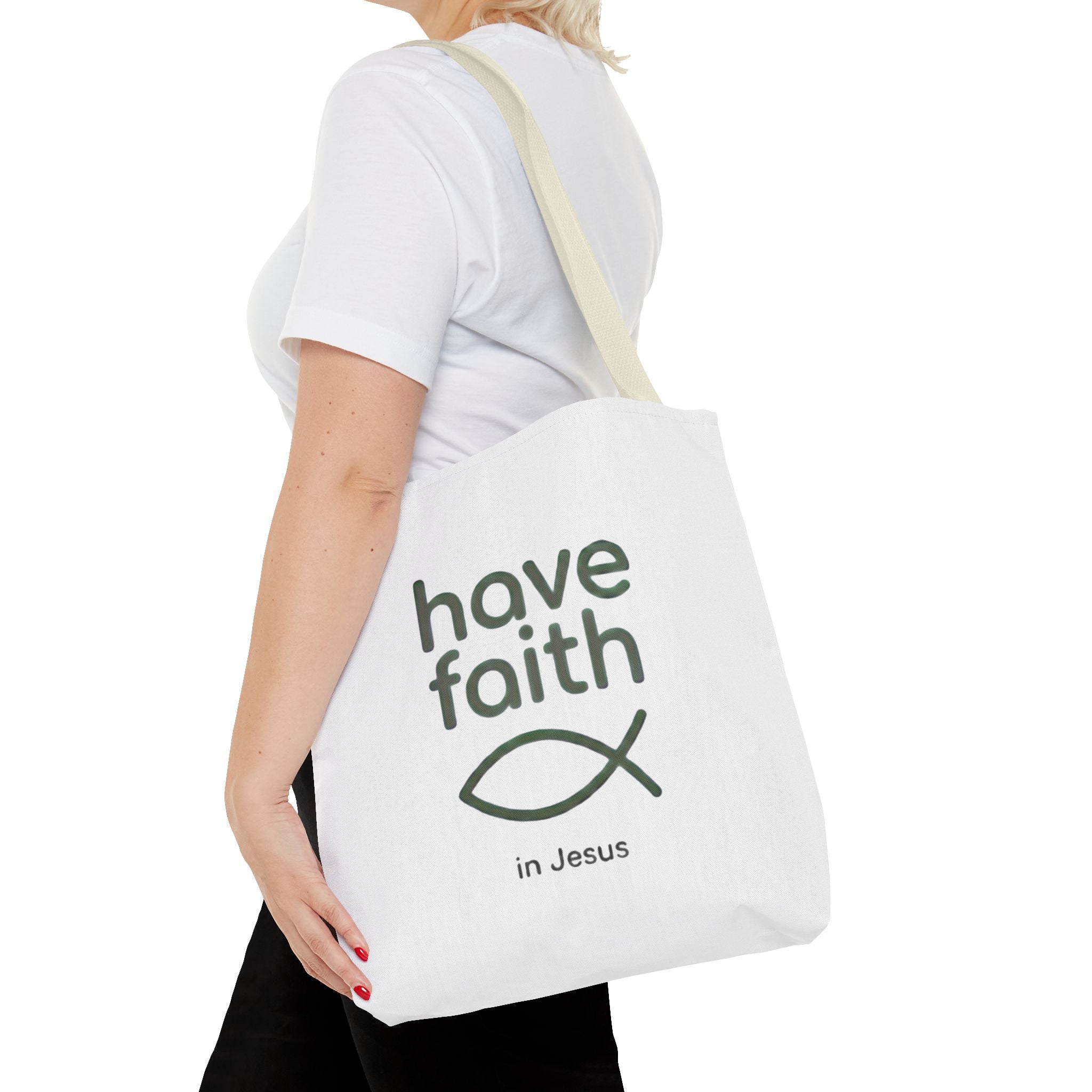 Have Faith in Jesus Tote Bag — Christian Fish Symbol Canvas Tote