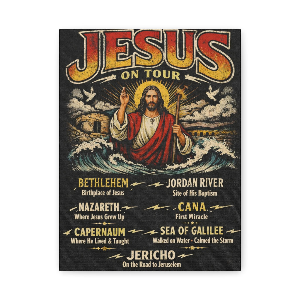 Jesus on tour Christian Canvas Wall Art — Minimal Heart Quote Stretched Matte Canvas