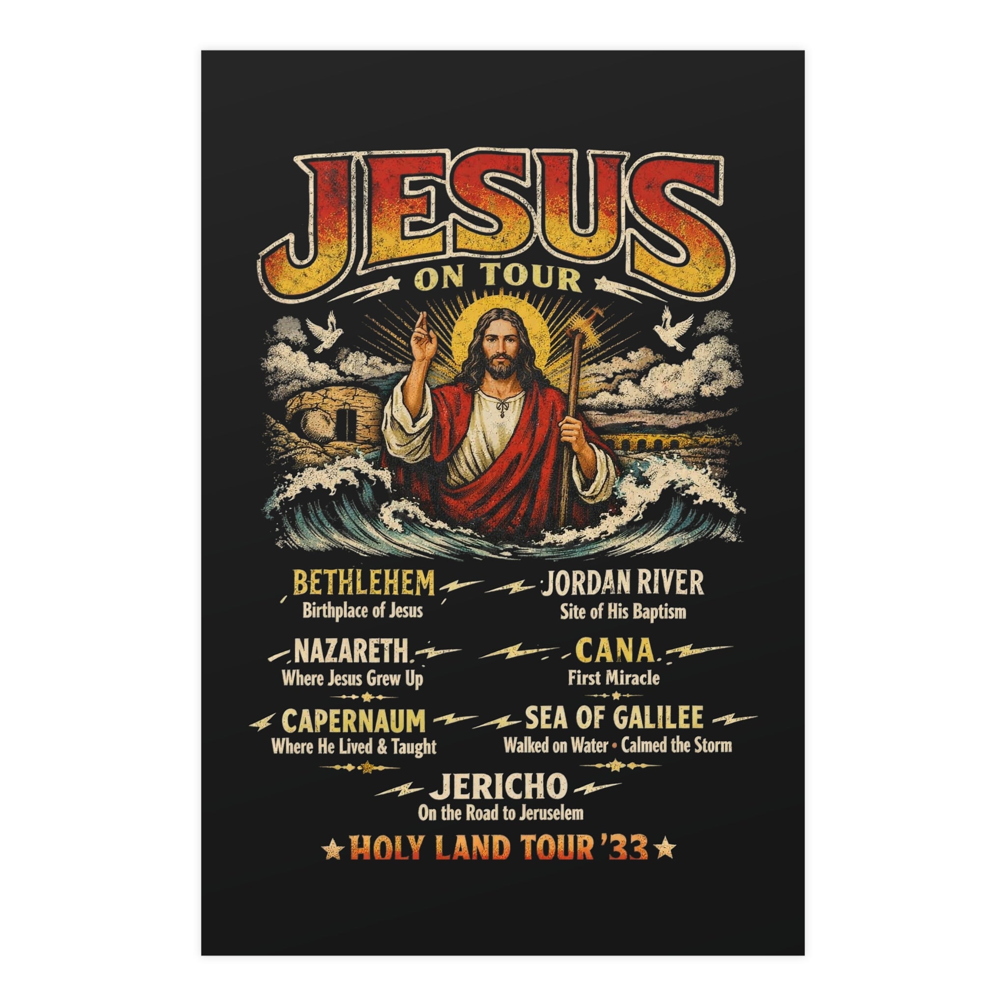 Jesus on Tour Matte Poster — Christian Map Tour Art (Places Jesus Visited)